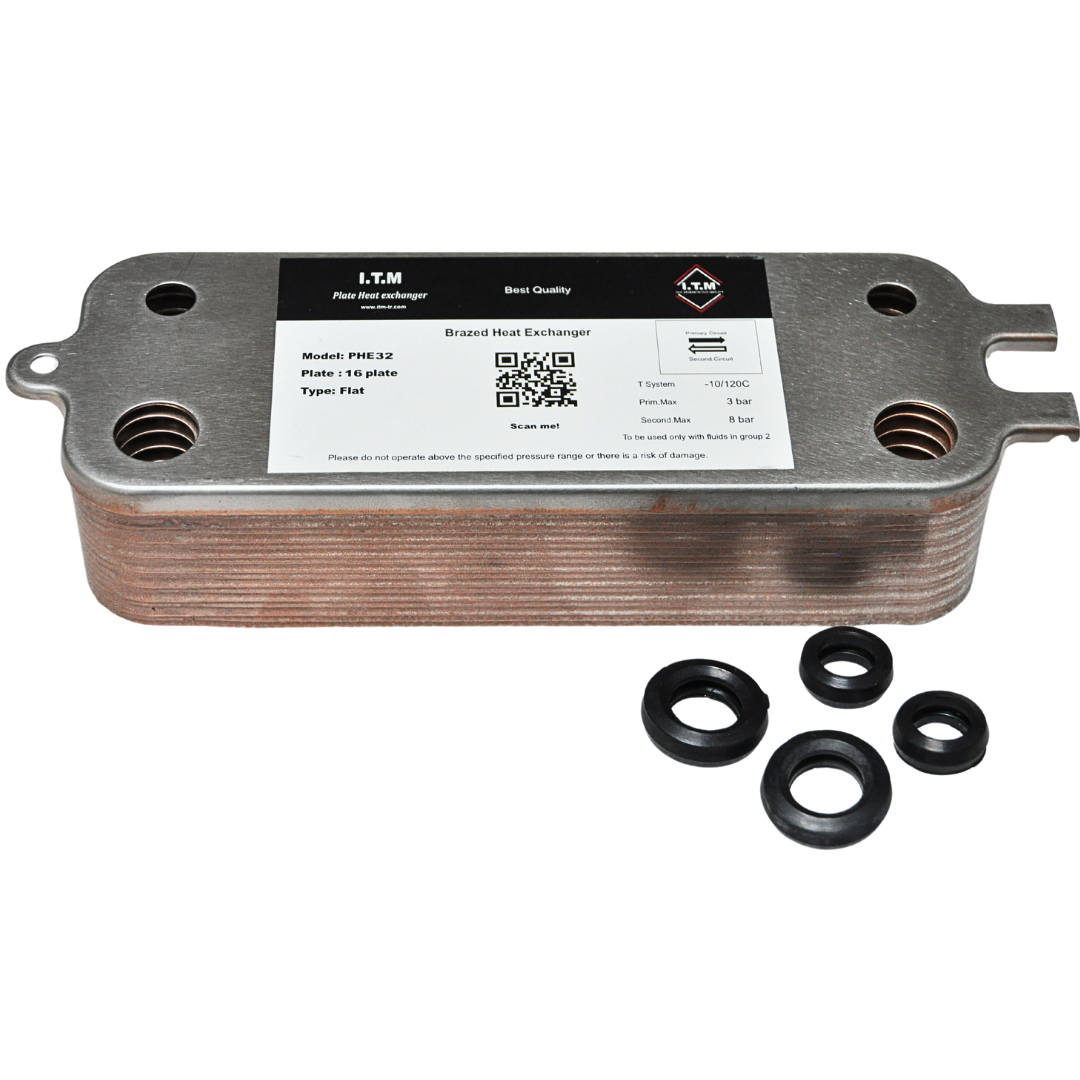 Worcester 87186446250 Heat Exchanger C-PHE 16 Plates – Front View