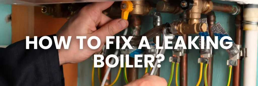 Image of engineer fixing boiler which is leaking water