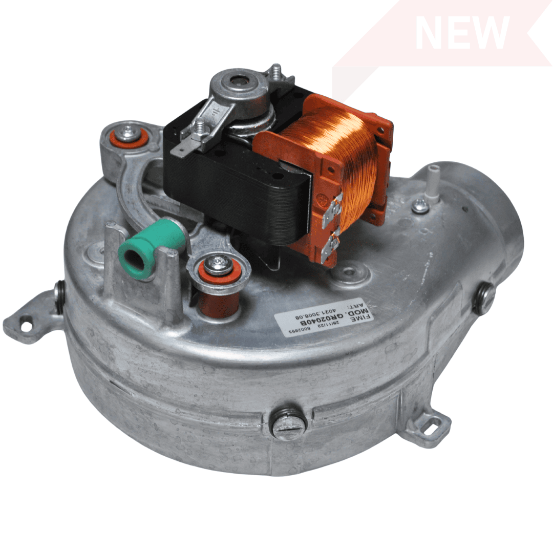 Biasi fan BI1366102. New compatible 24kW boiler fan for Garda M90F & Riva boilers