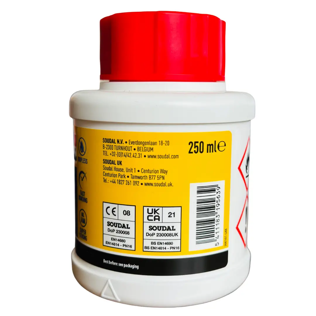 Soudal PVC Solvent Cement 250ml - Strong Pipe Adhesive - Image 3
