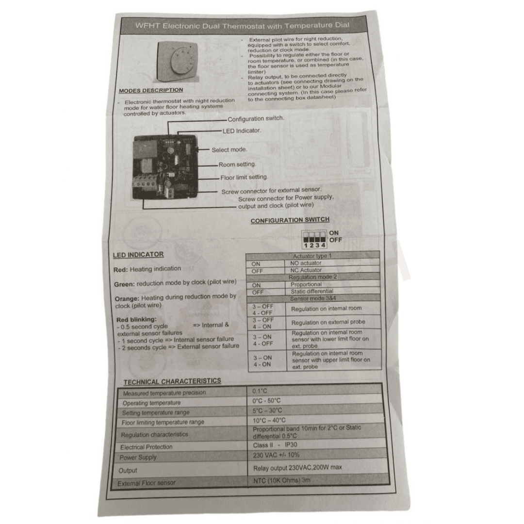 WFHT Electronic Dual Thermostat With Temperature Dial