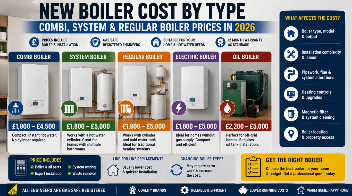 Image of New Boiler Cost by Type in 2026 | Combi, System & Regular