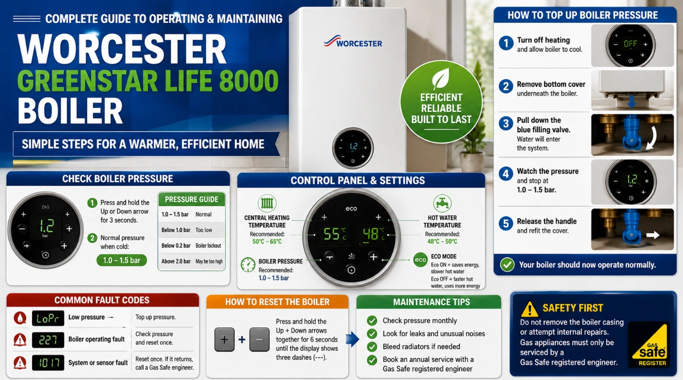 Image of Guide to Operating Worcester Greenstar Life 8000 Boiler (2026)