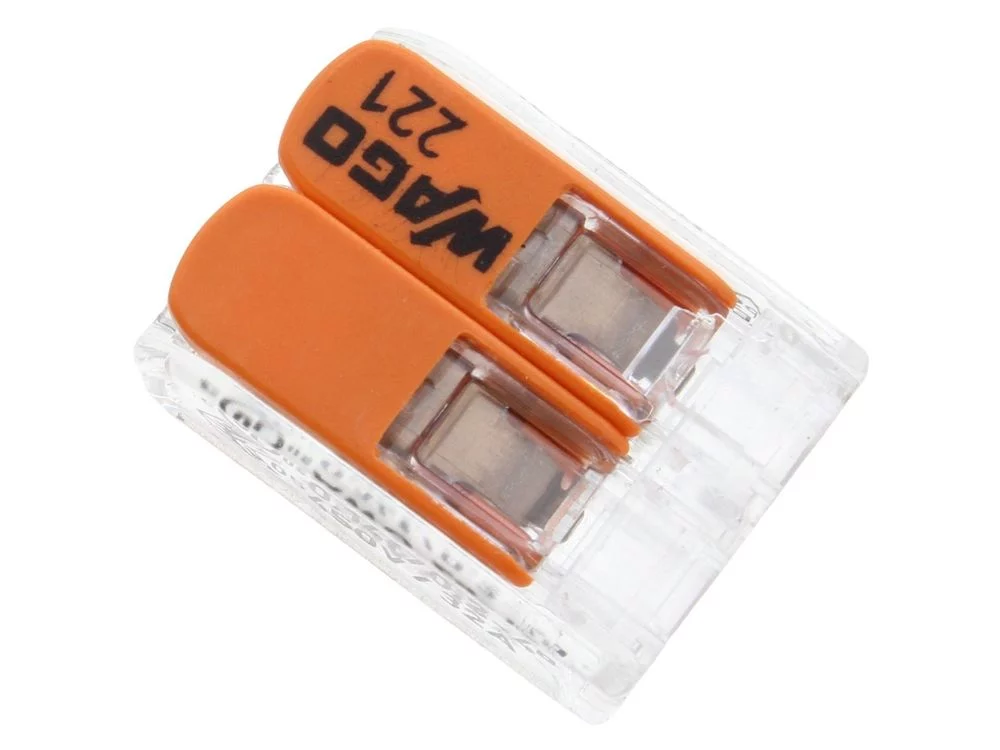 Image of Bx X 100 Wago 221-412 2 Way Compact Lever Connector - Clear/orange