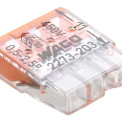 Image of Bx X 100 Wago 2273-203 3 Way Compact Push Wire Connector - Orange