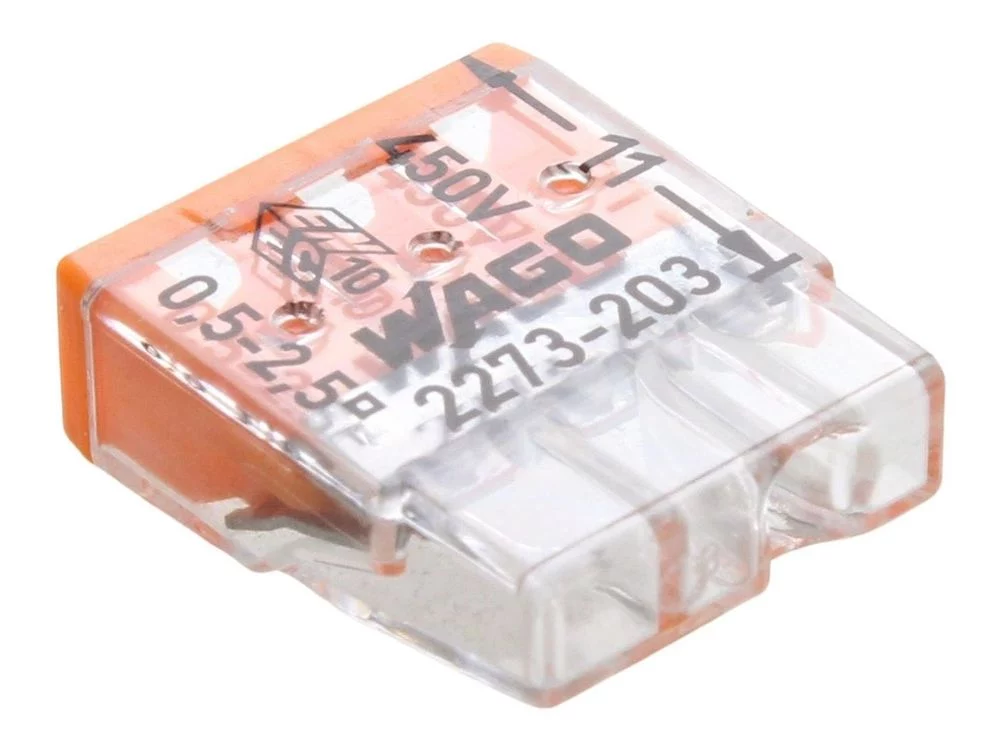 Image of Bx X 100 Wago 2273-203 3 Way Compact Push Wire Connector - Orange