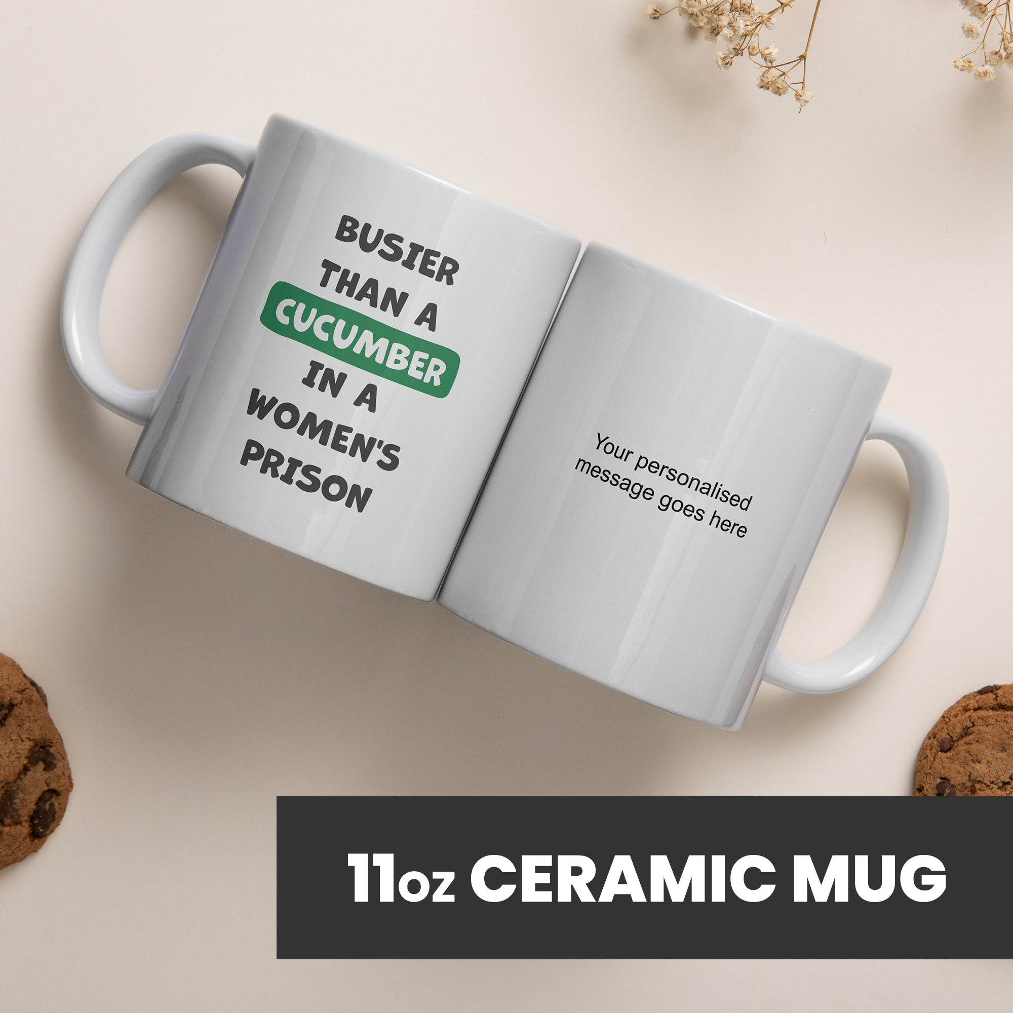 Funny Mugs for Men and Women - Busier Than Cucumber In Women's Prison