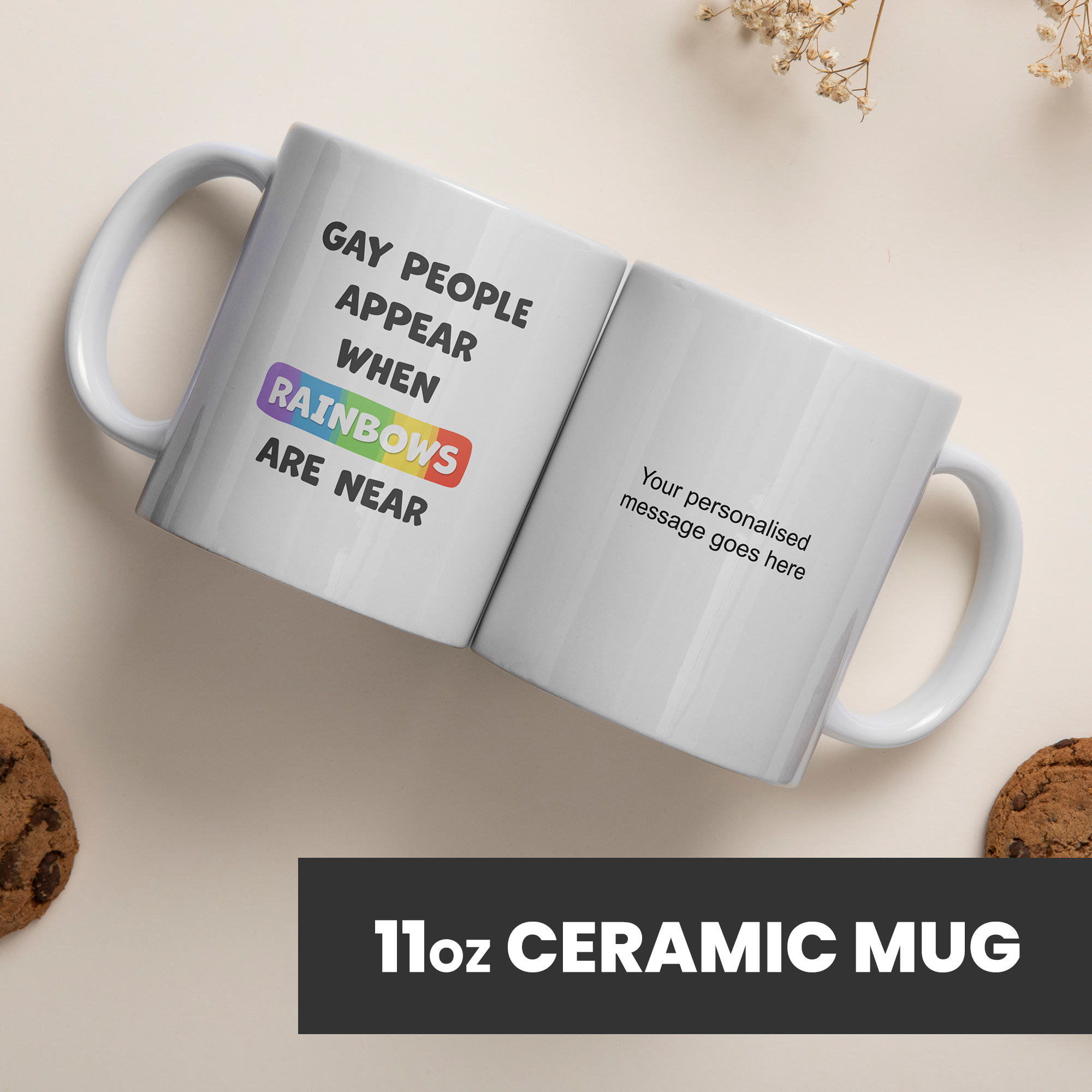 Funny Mugs for Men and Women - Gay People Appear When Rainbows Are Near