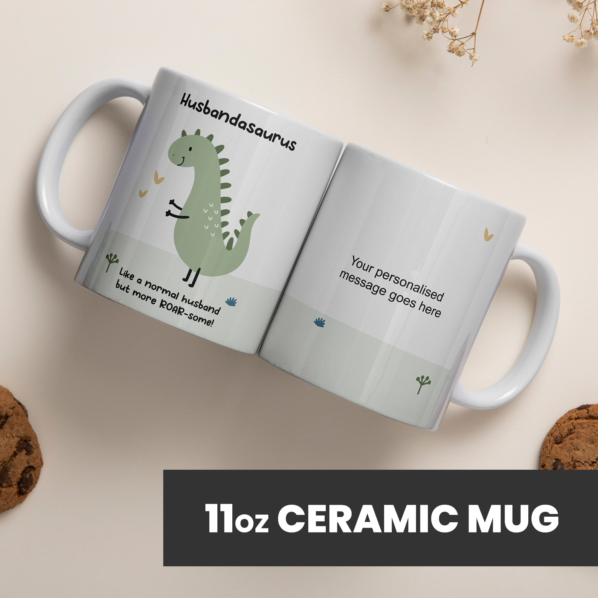 Personalised Husbandasaurus Coffee Mug Gift - Husband Gifts for Birthday or Christmas