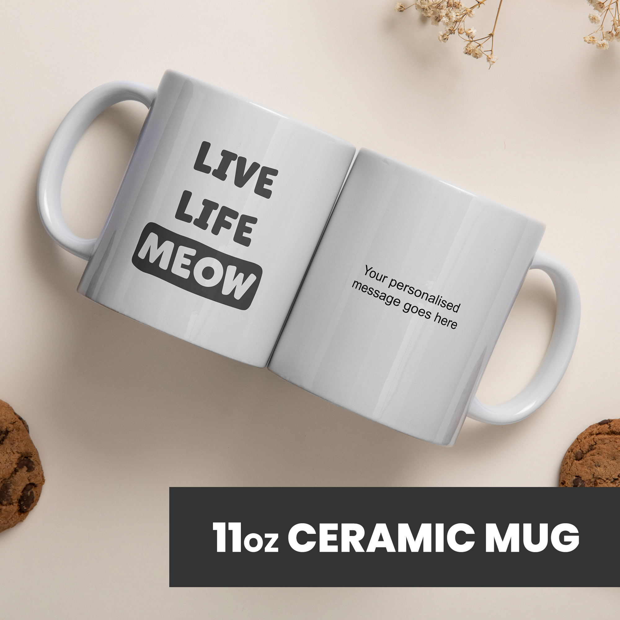 Funny Mugs for Men and Women - Live Life Meow