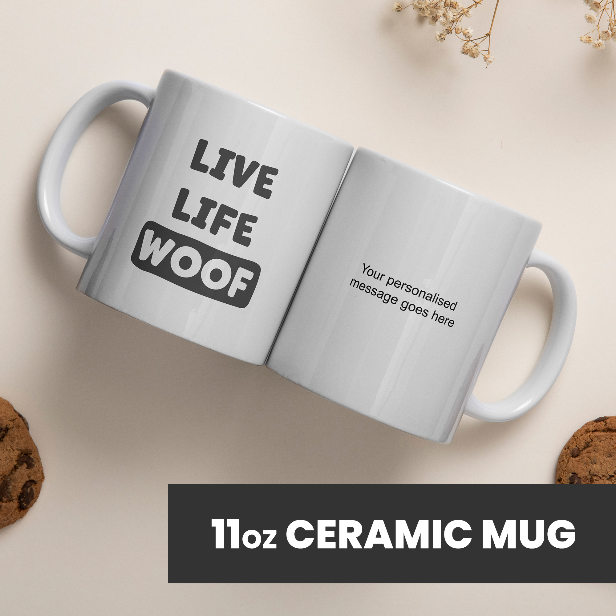 Funny Mugs for Men and Women - Live Life Woof