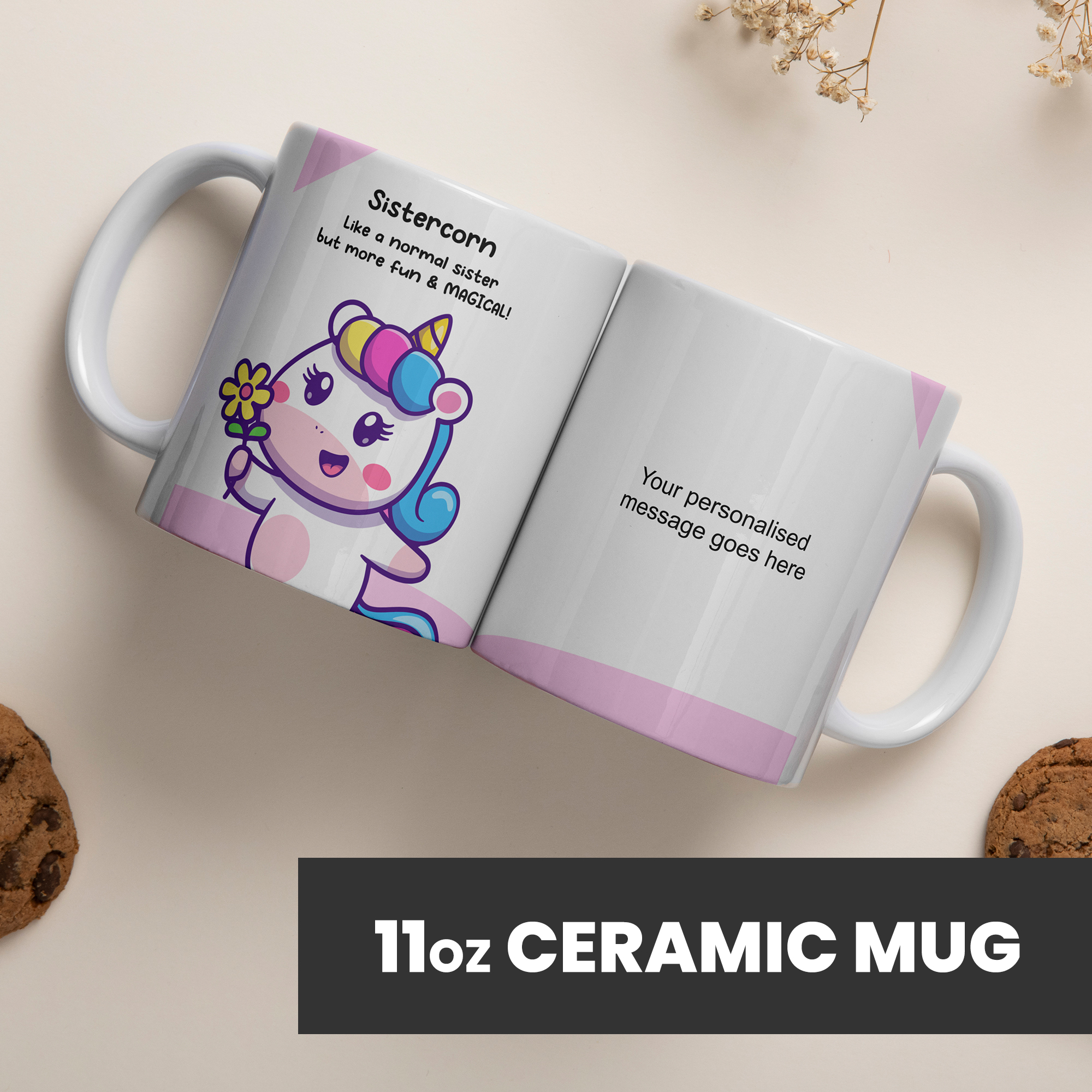 Personalised Sistercorn Coffee Mug Gift - Unicorn Sister Gifts for Birthday or Christmas