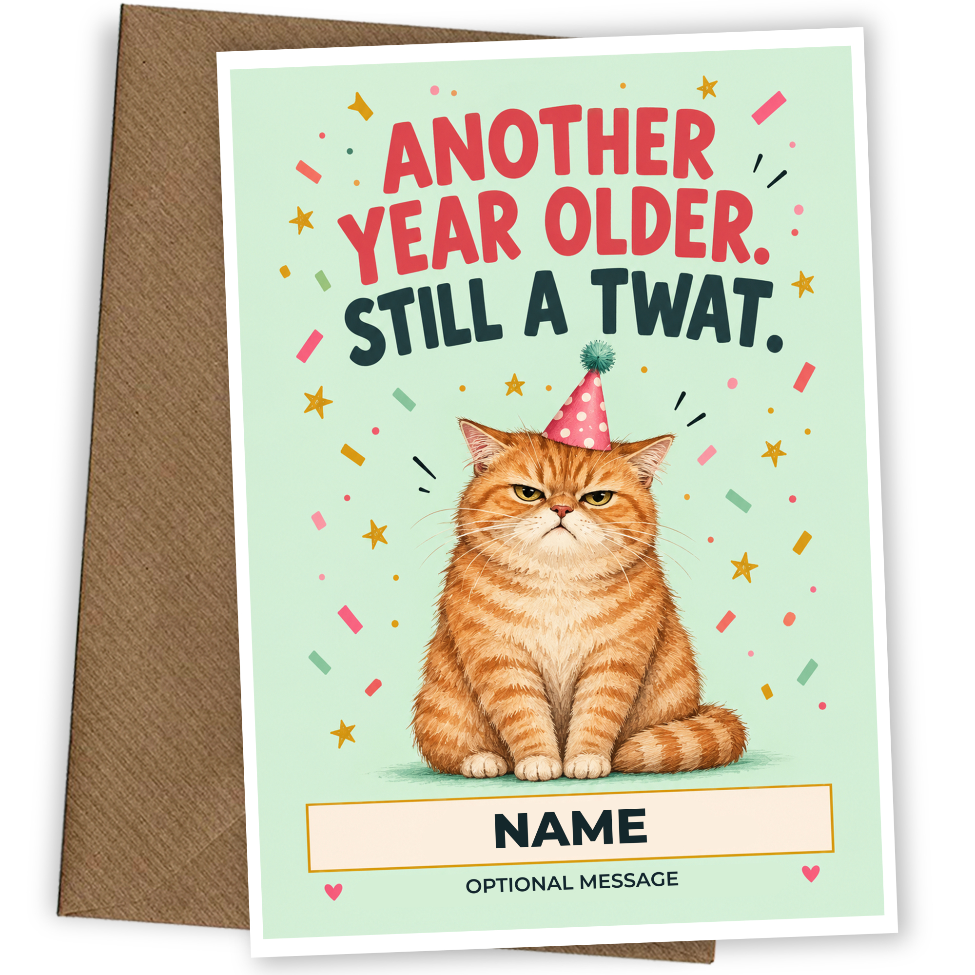 Funny Birthday Card - Another Year Older and Still a Twat