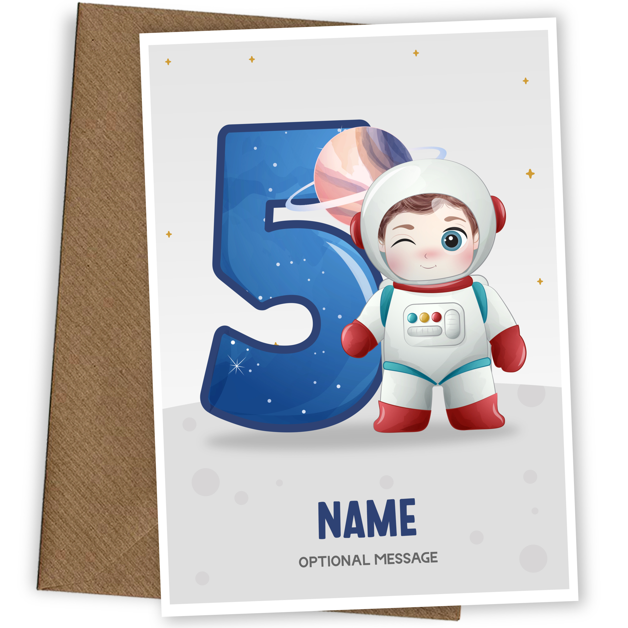 5th Birthday Card for Boys Age 5 - Astronaut Design