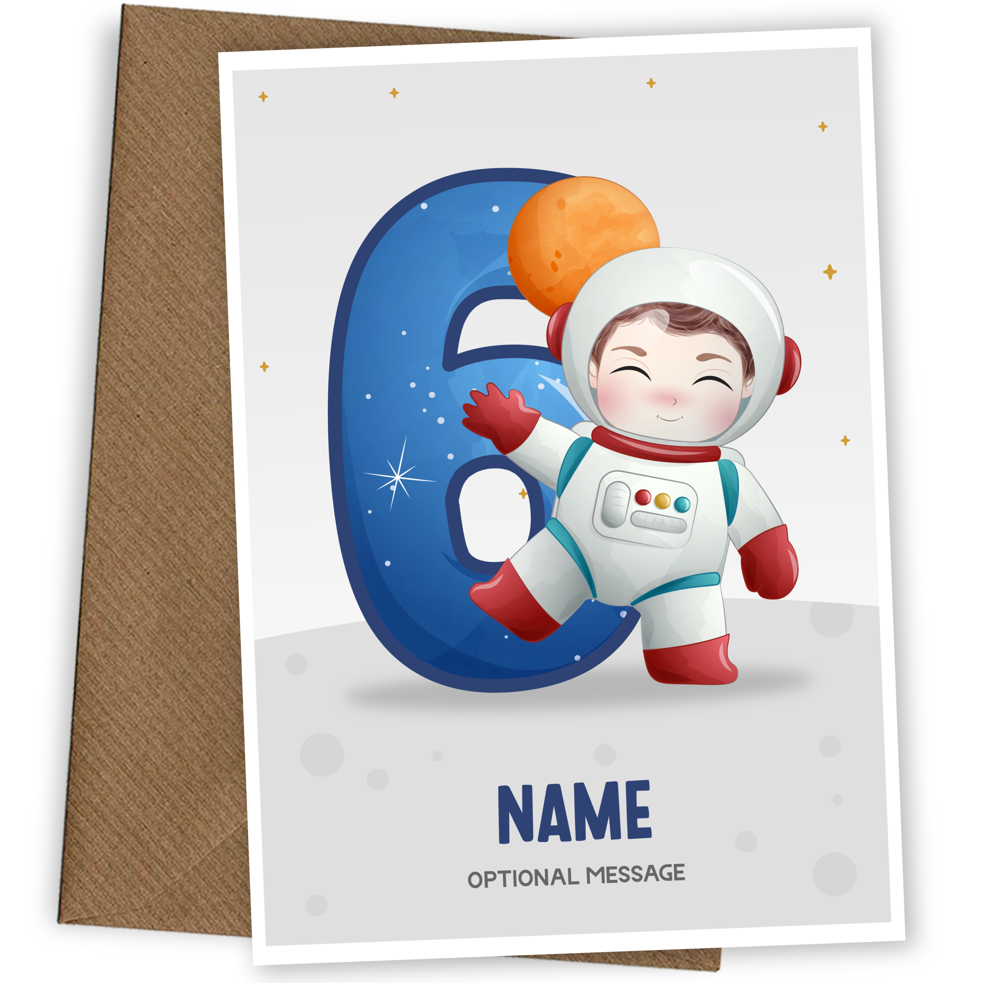 6th Birthday Card for Boys Age 6 - Astronaut Design