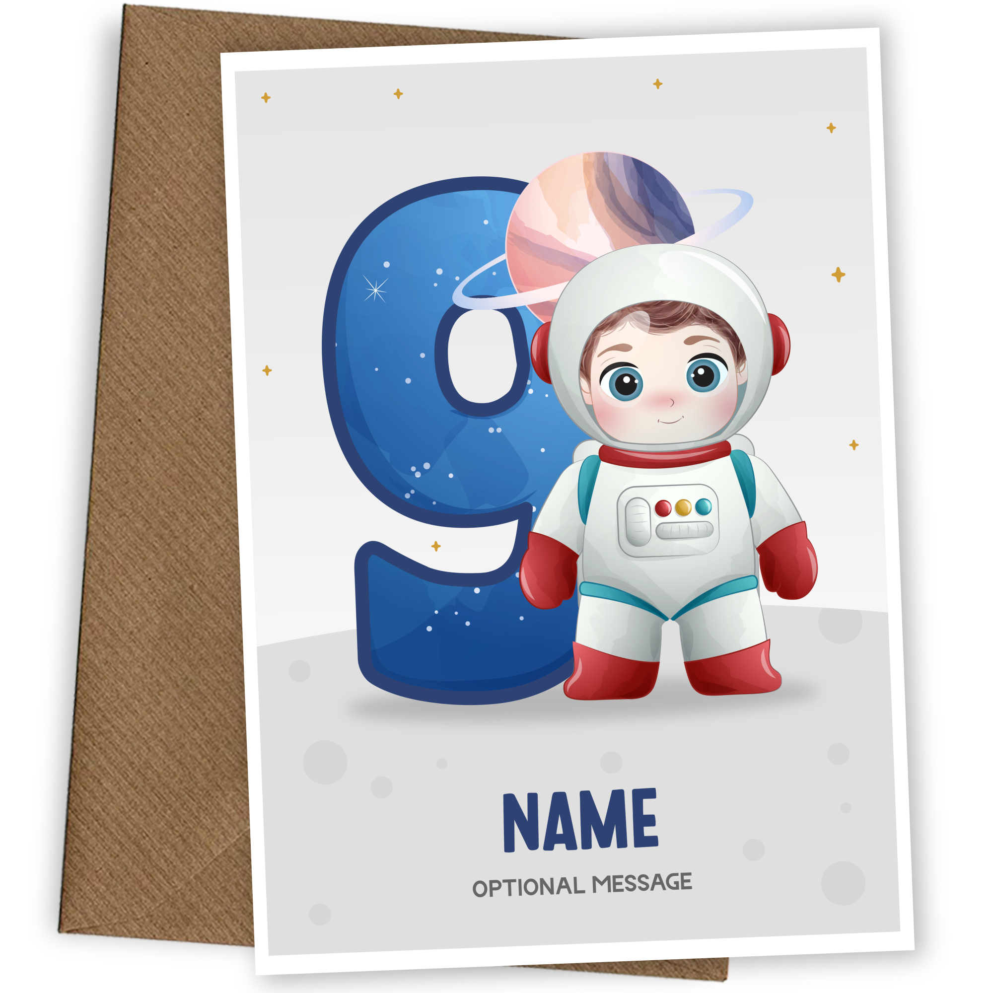 9th Birthday Card for Boys Age 9 - Astronaut Design