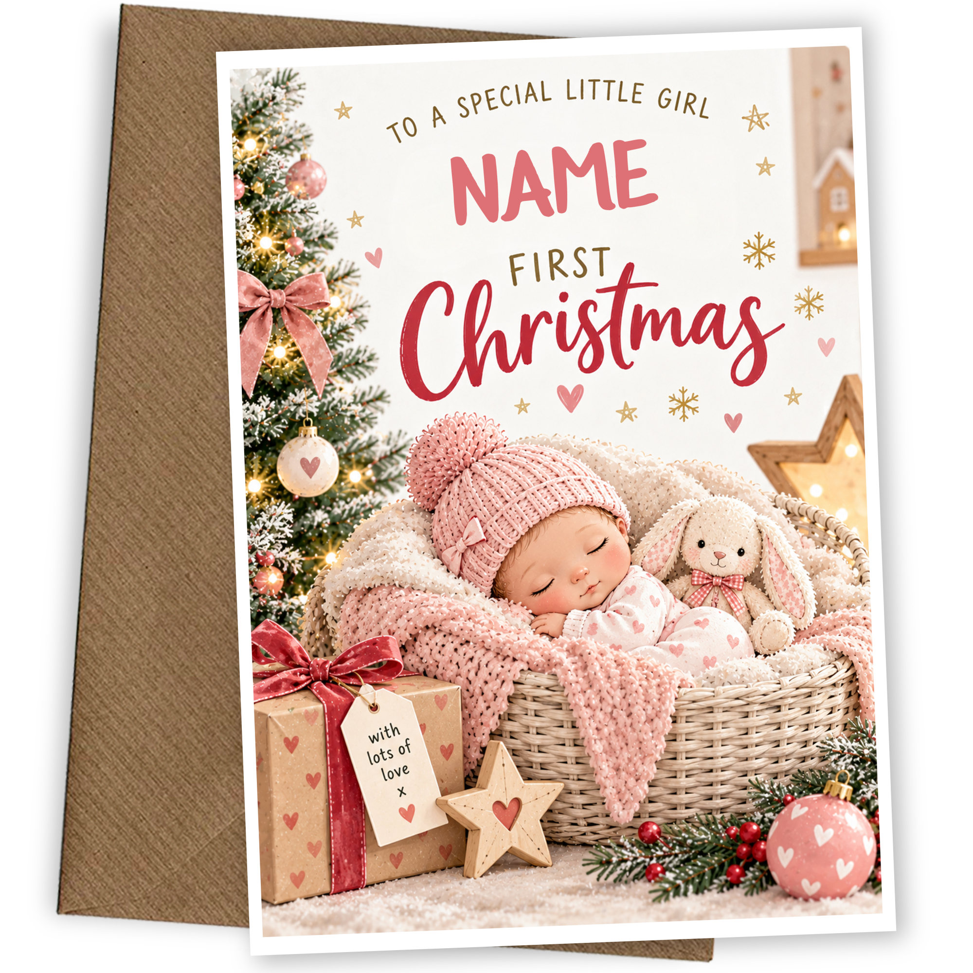 Baby Girl's First Christmas Card