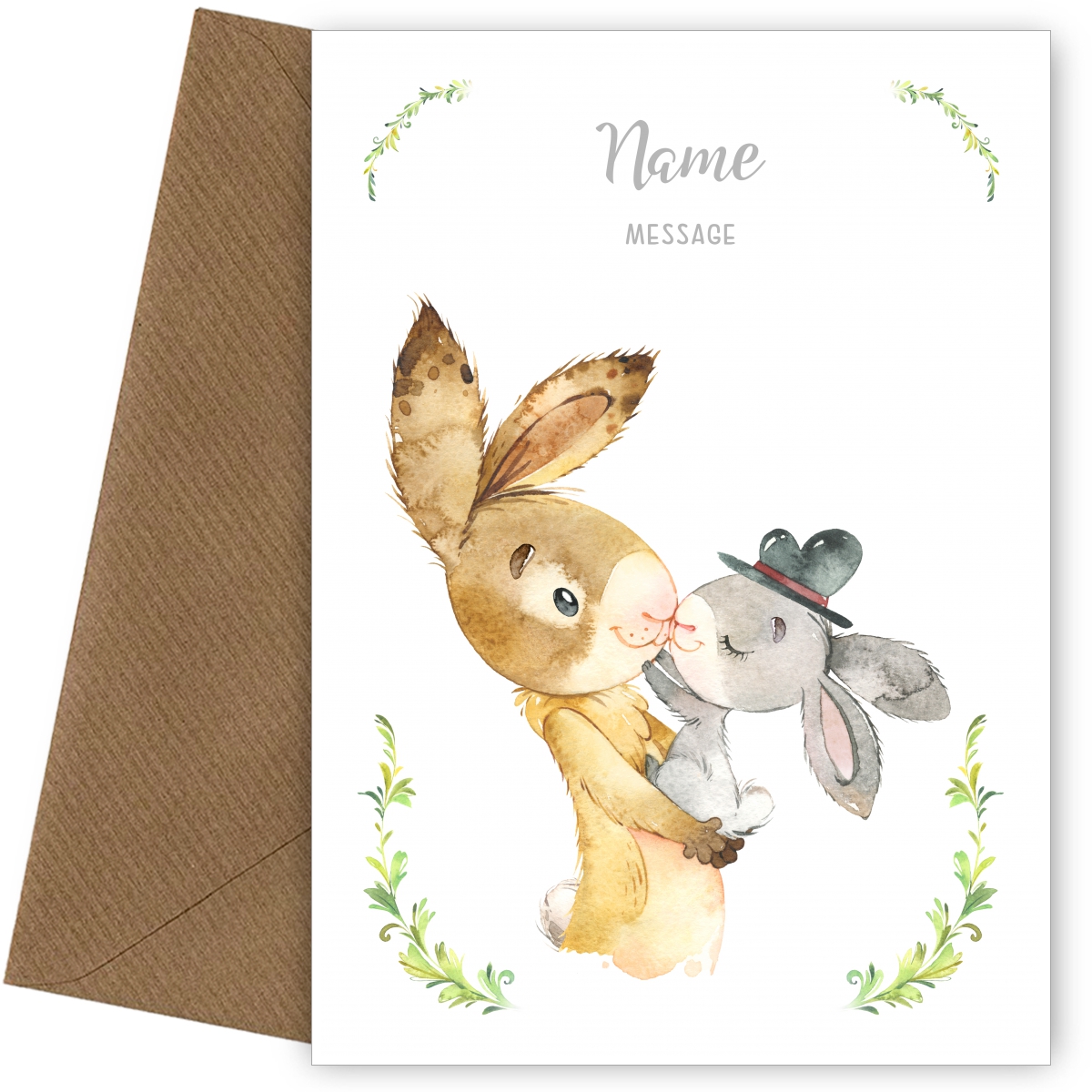 Personalised Baby Rabbit Card (boy)