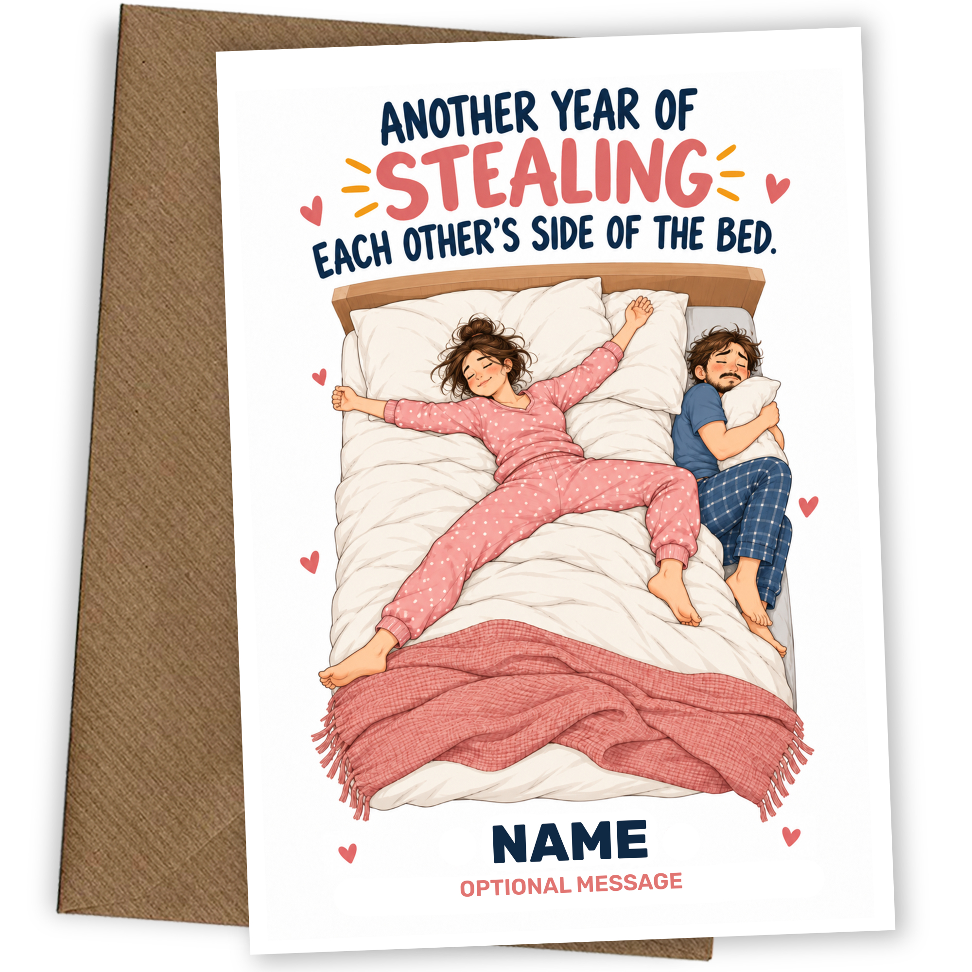 Bed Hog Anniversary Card Female