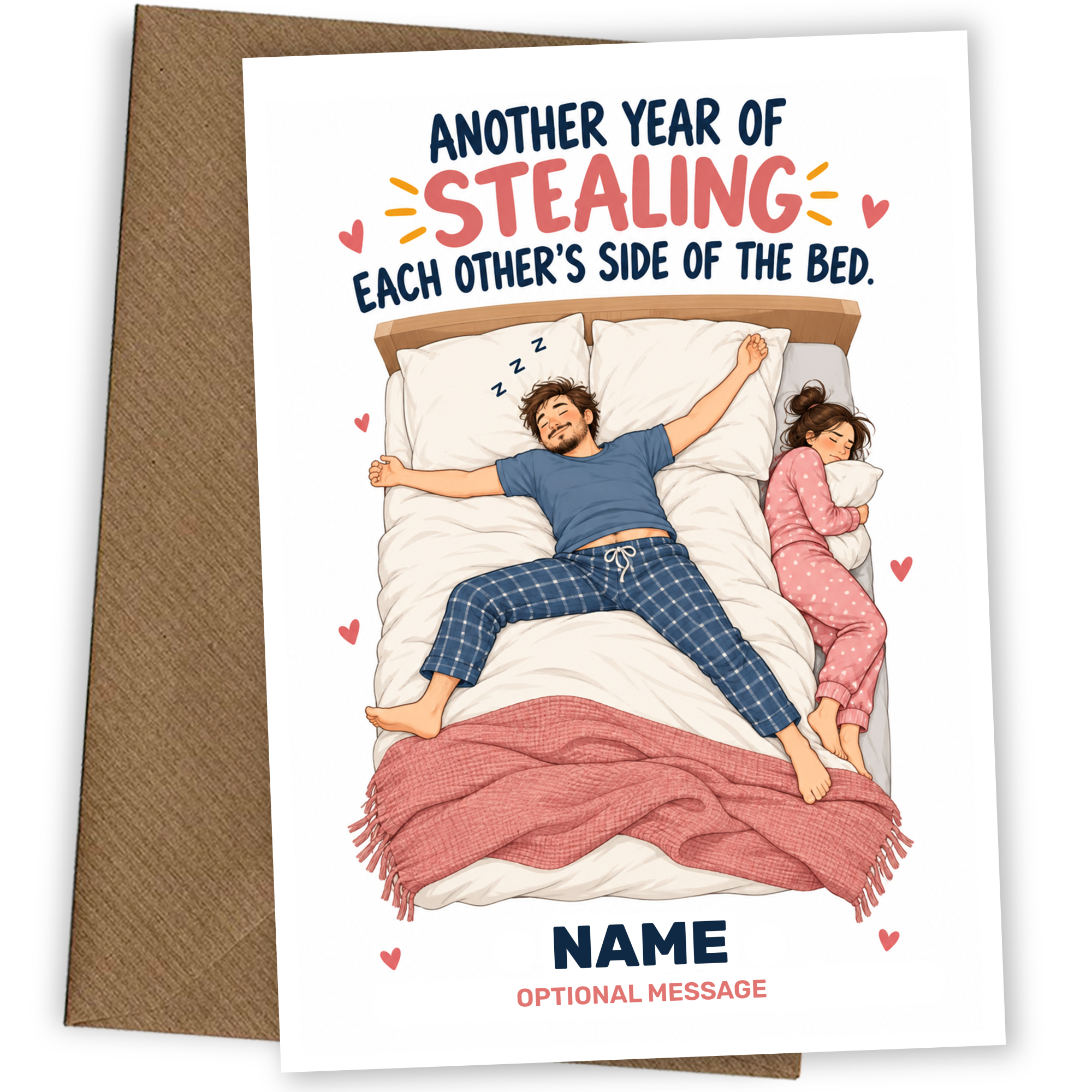 Bed Hog Anniversary Card Male