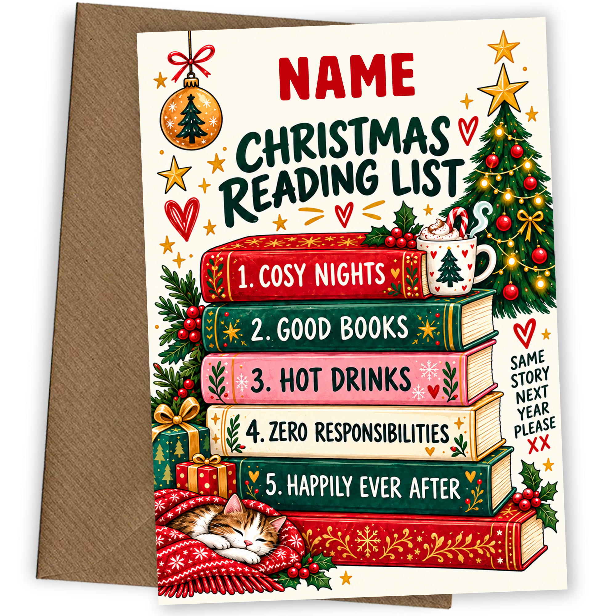 Book Lovers Christmas Card