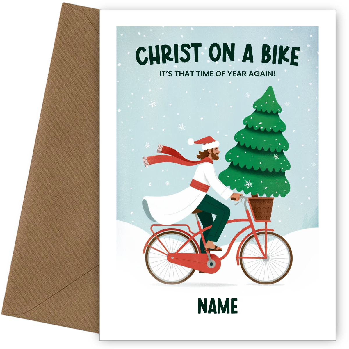 Funny Christmas Card - Christ on a Bike - Religious and Inappropriate