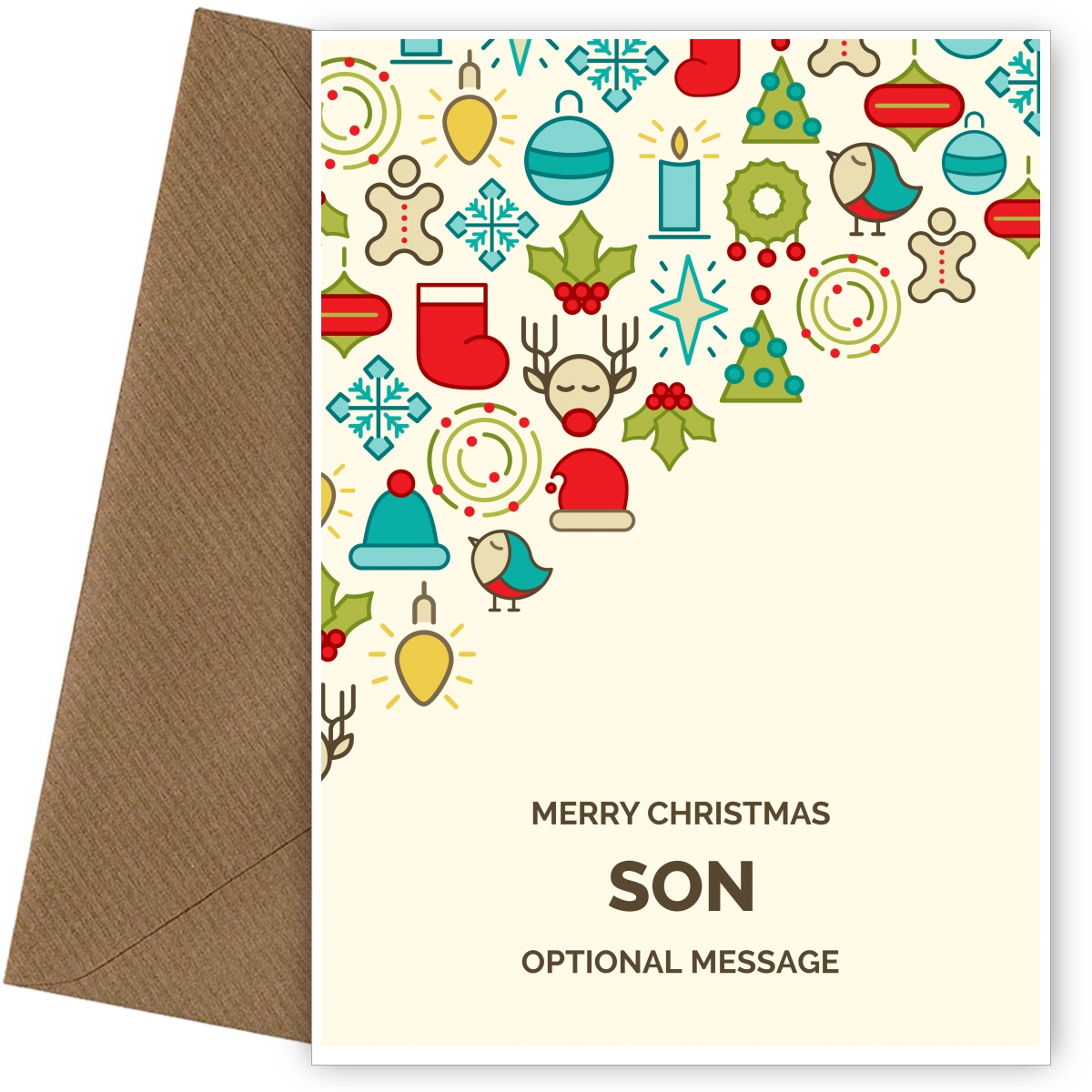 Merry Christmas Card for Son - Christmas Icons