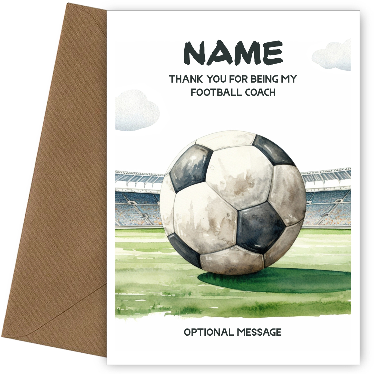 Football Coach Thank You Card - Personalised Greetings Card