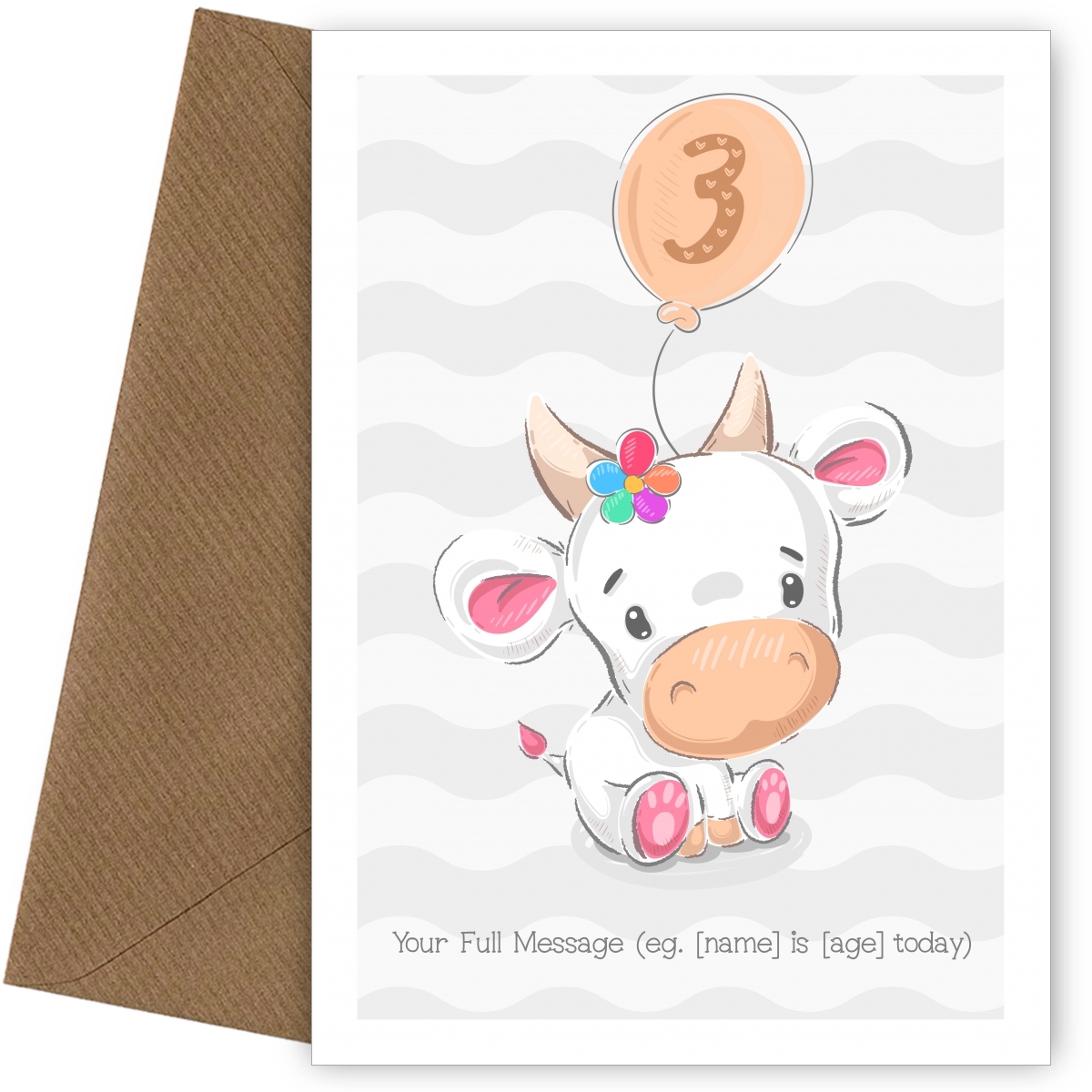 Personalised Birthday Card (Cute Cow)