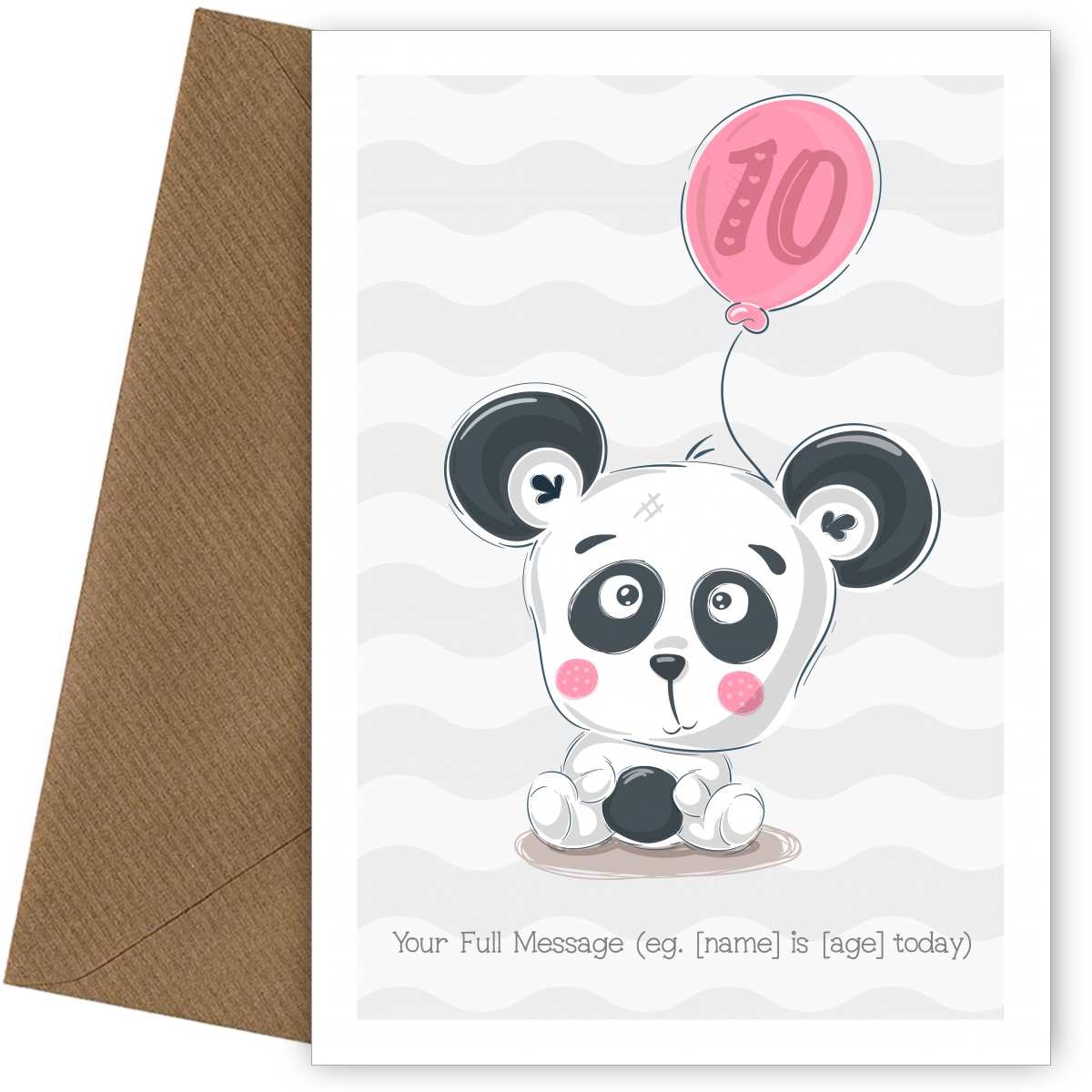 Personalised 10th Birthday Card (Cute Panda)