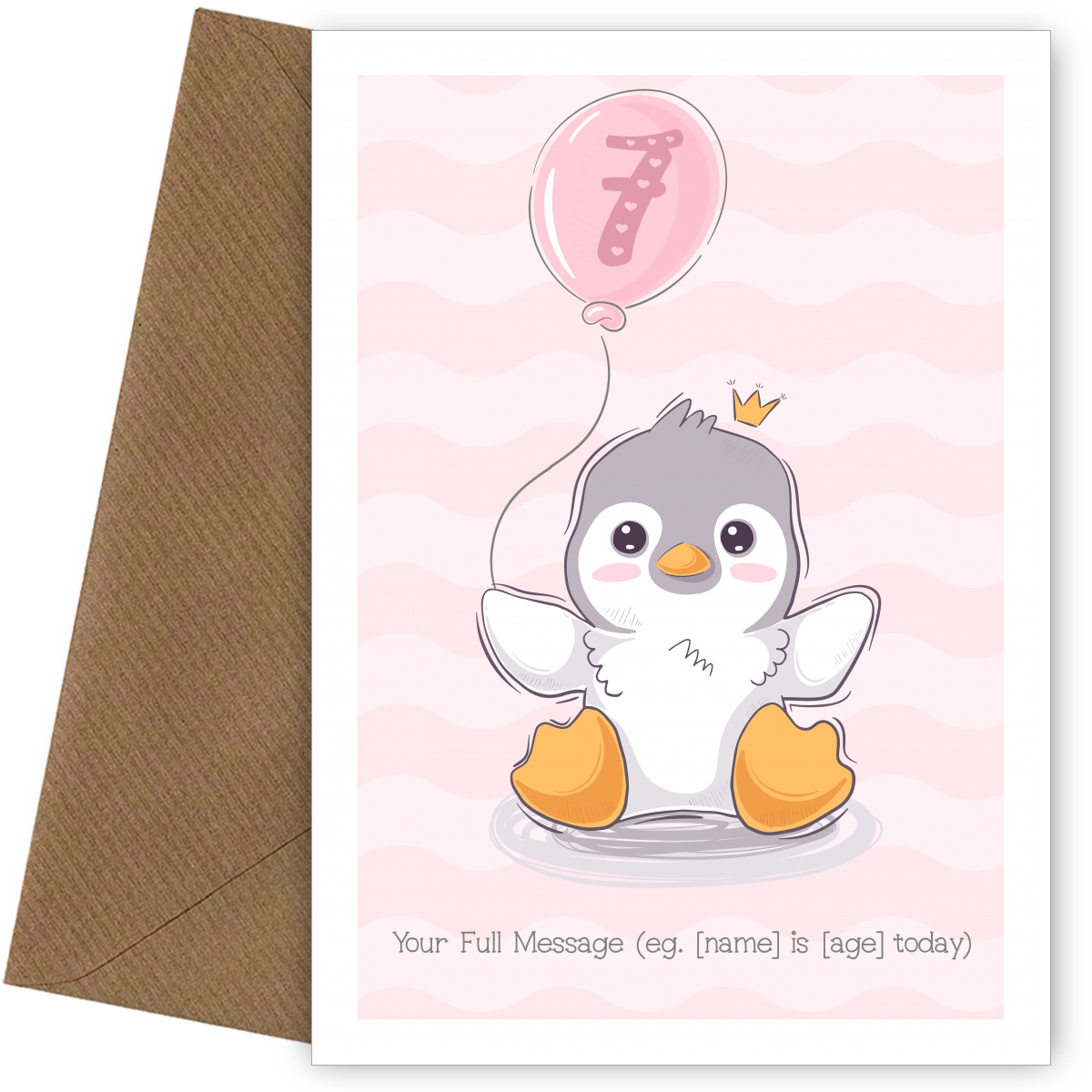 Personalised Birthday Card (Cute Penguin)