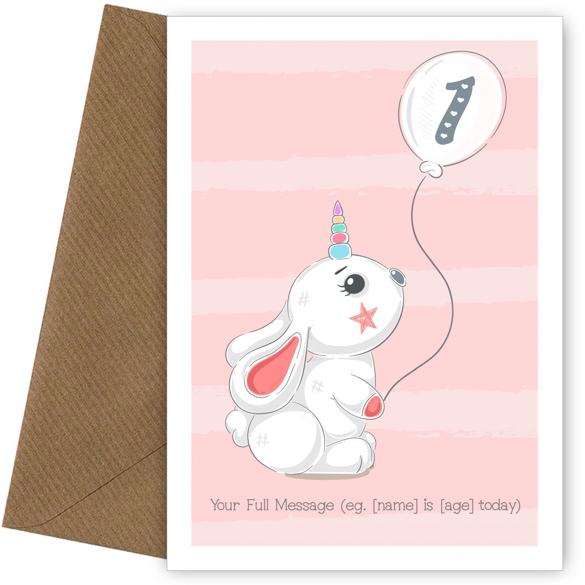 Personalised (Rabbit) Unicorn Birthday Cards for Girls