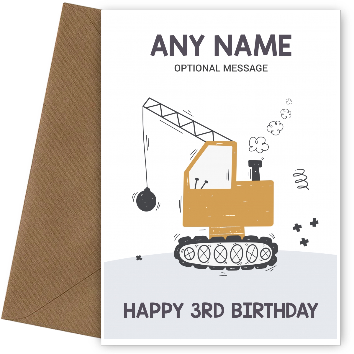3rd Birthday Card for Any Name - Wrecking Ball 3rd Birthday Card for Any Name - Wrecking Ball