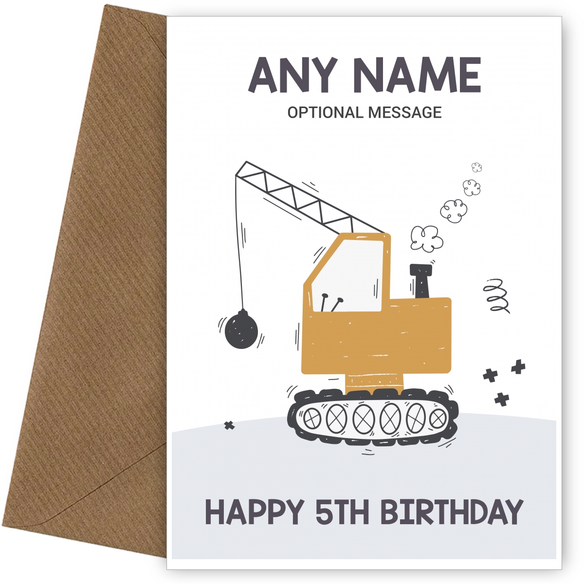 5th Birthday Card for Any Name - Wrecking Ball 5th Birthday Card for Any Name - Wrecking Ball