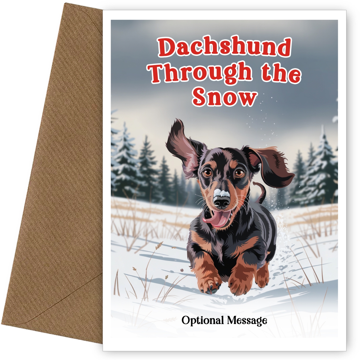 Dog Christmas Card - Dachshund Through the Snow - Christmas Card from the Dog