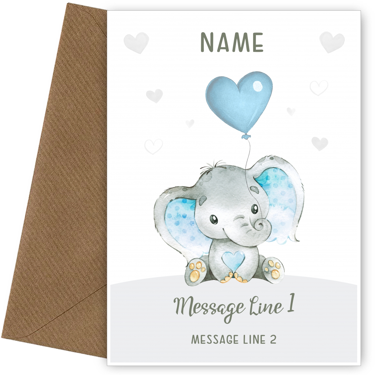 Personalised Elephant Happy Father's Day Card (Blue)