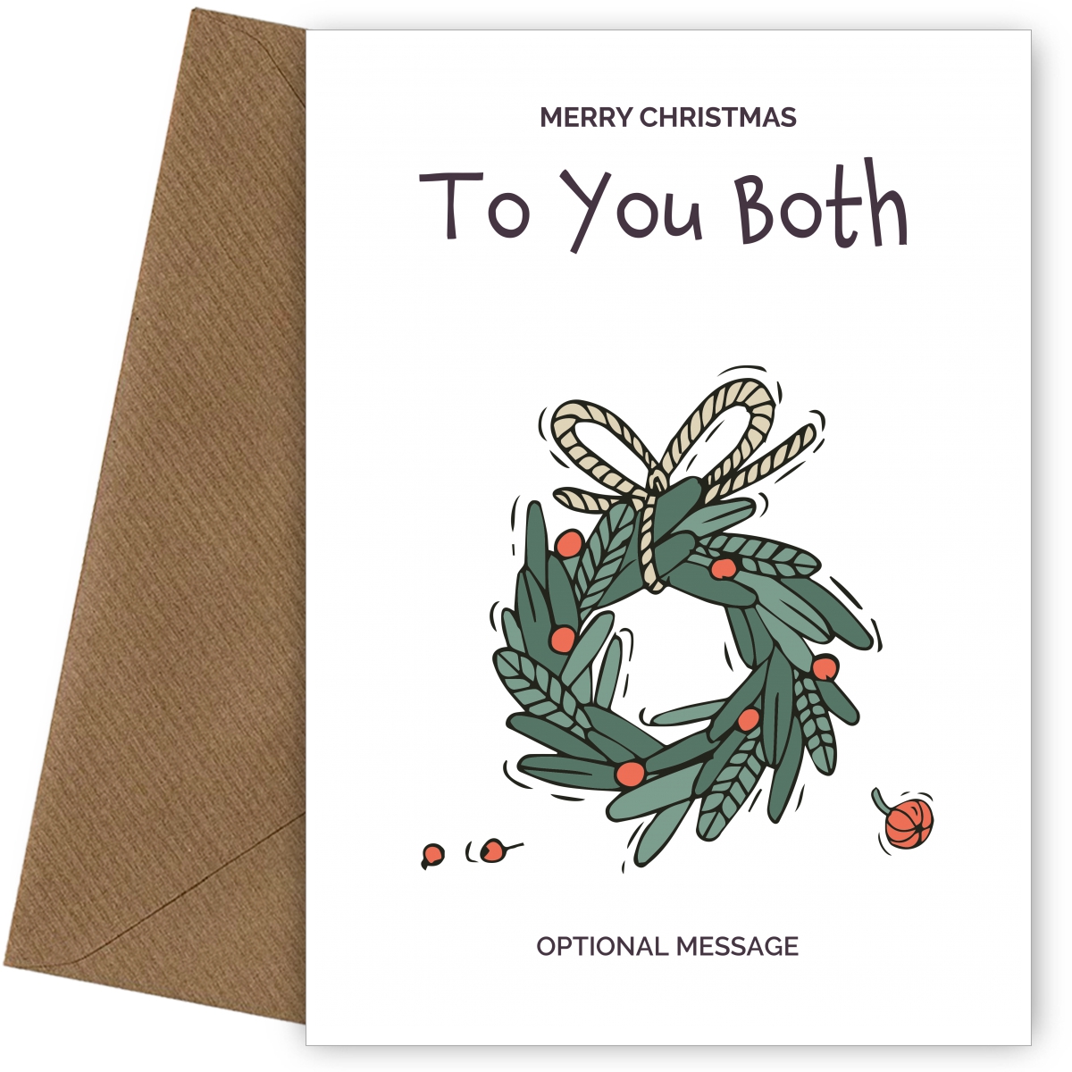 Merry Christmas Card for To You Both - Festive Wreath Merry Christmas Card for To You Both - Festive Wreath