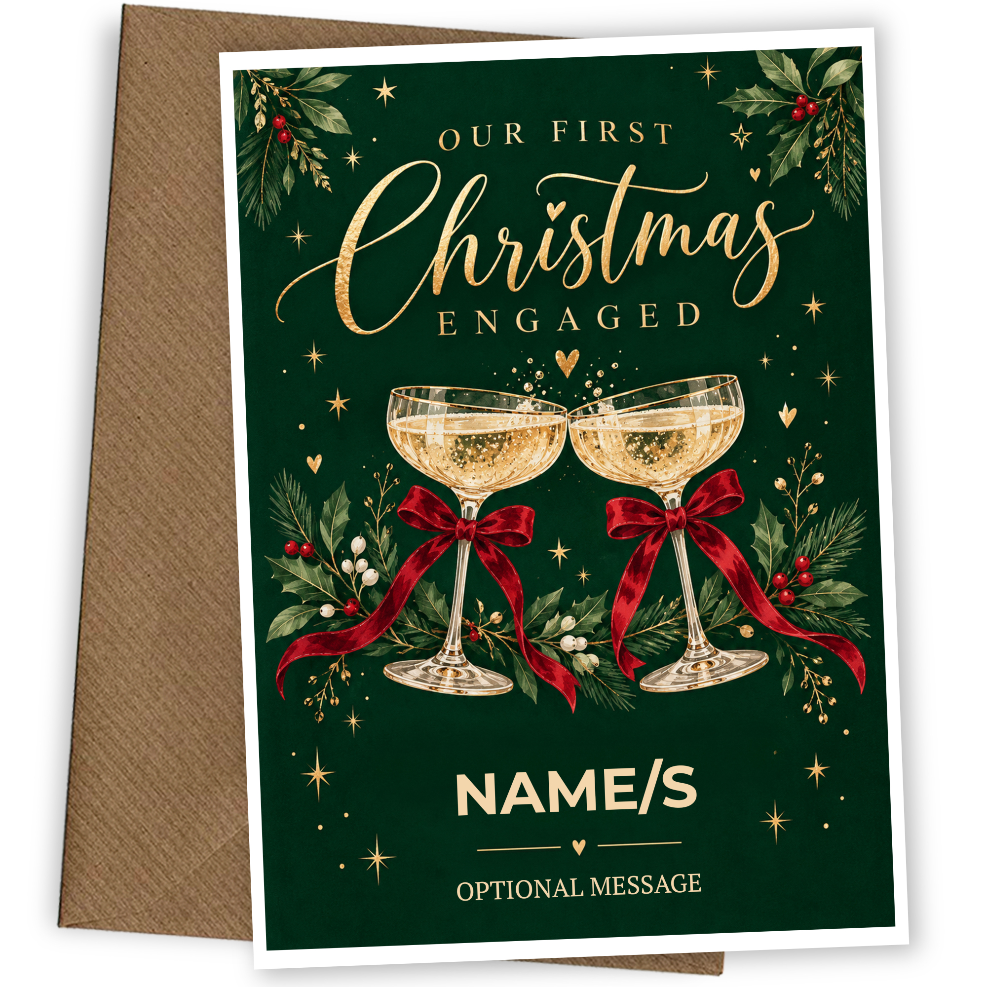 First Christmas Engaged Christmas Card