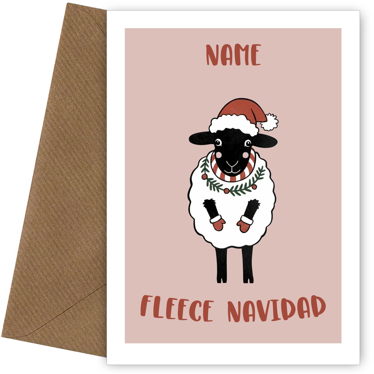 Funny Feliz Navidad Christmas Card - Humorous Sheep Pun Single Xmas Card