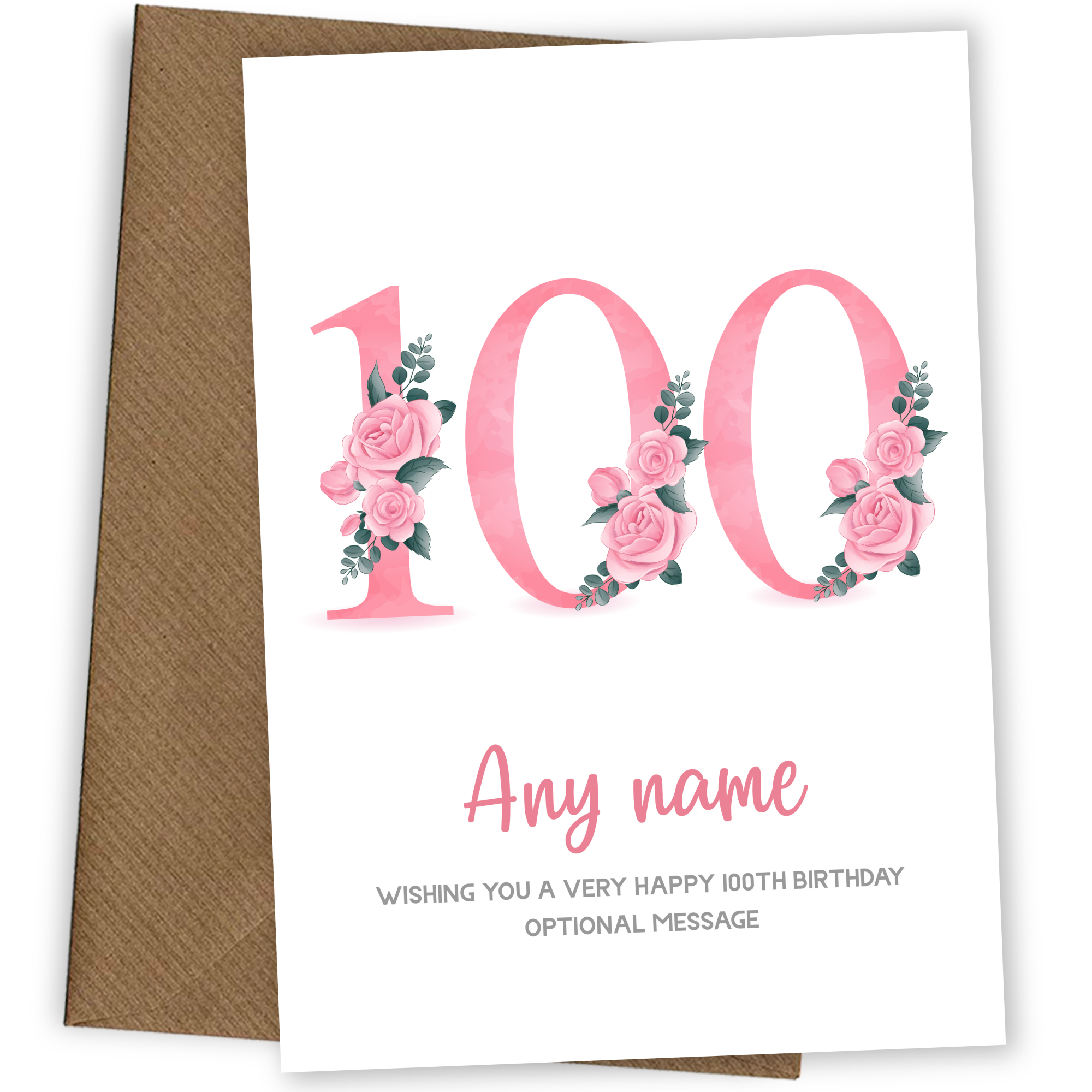 Personalised 100th Birthday Card for Women - Floral Greeting Cards