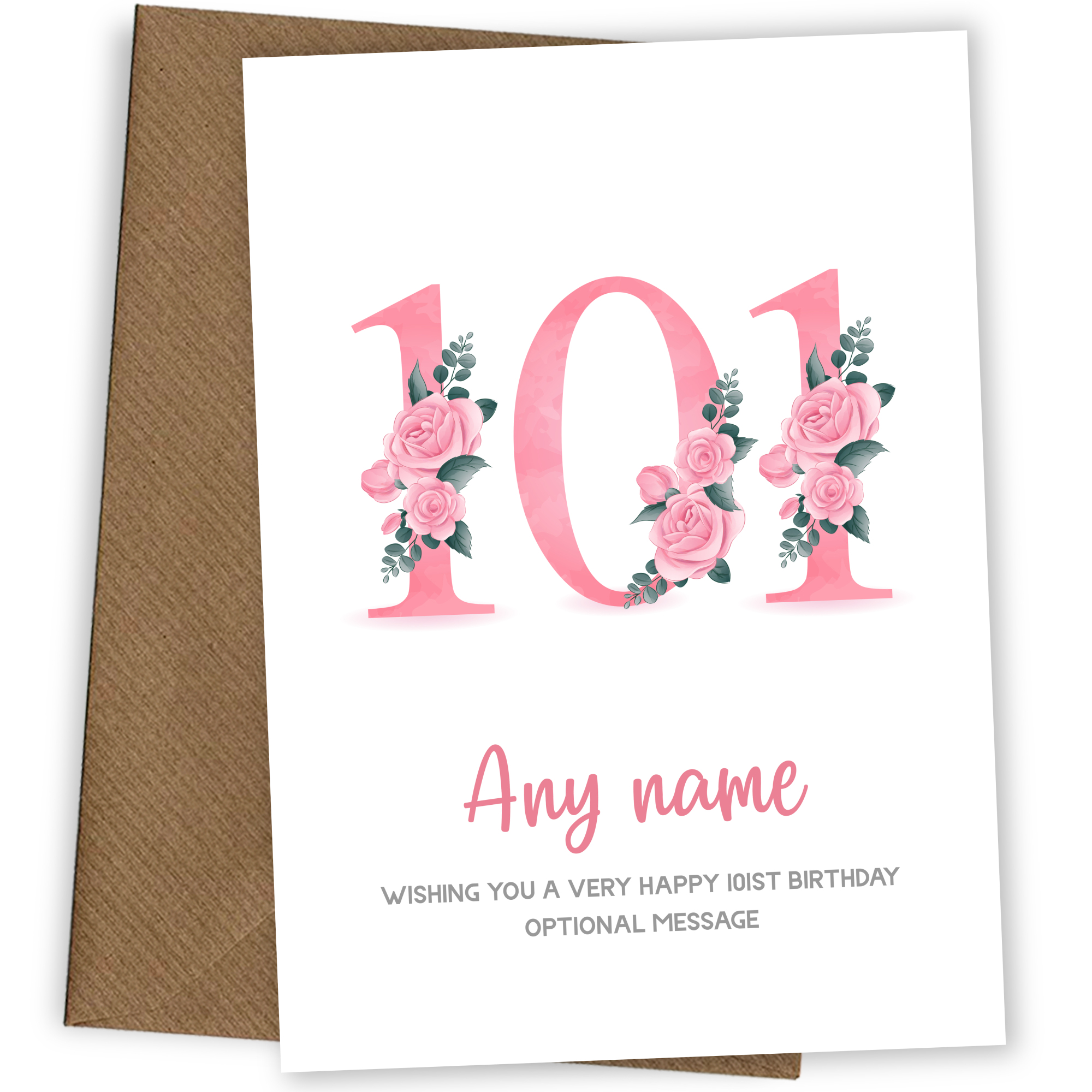 Personalised 101st Birthday Card for Women - Floral Greeting Cards