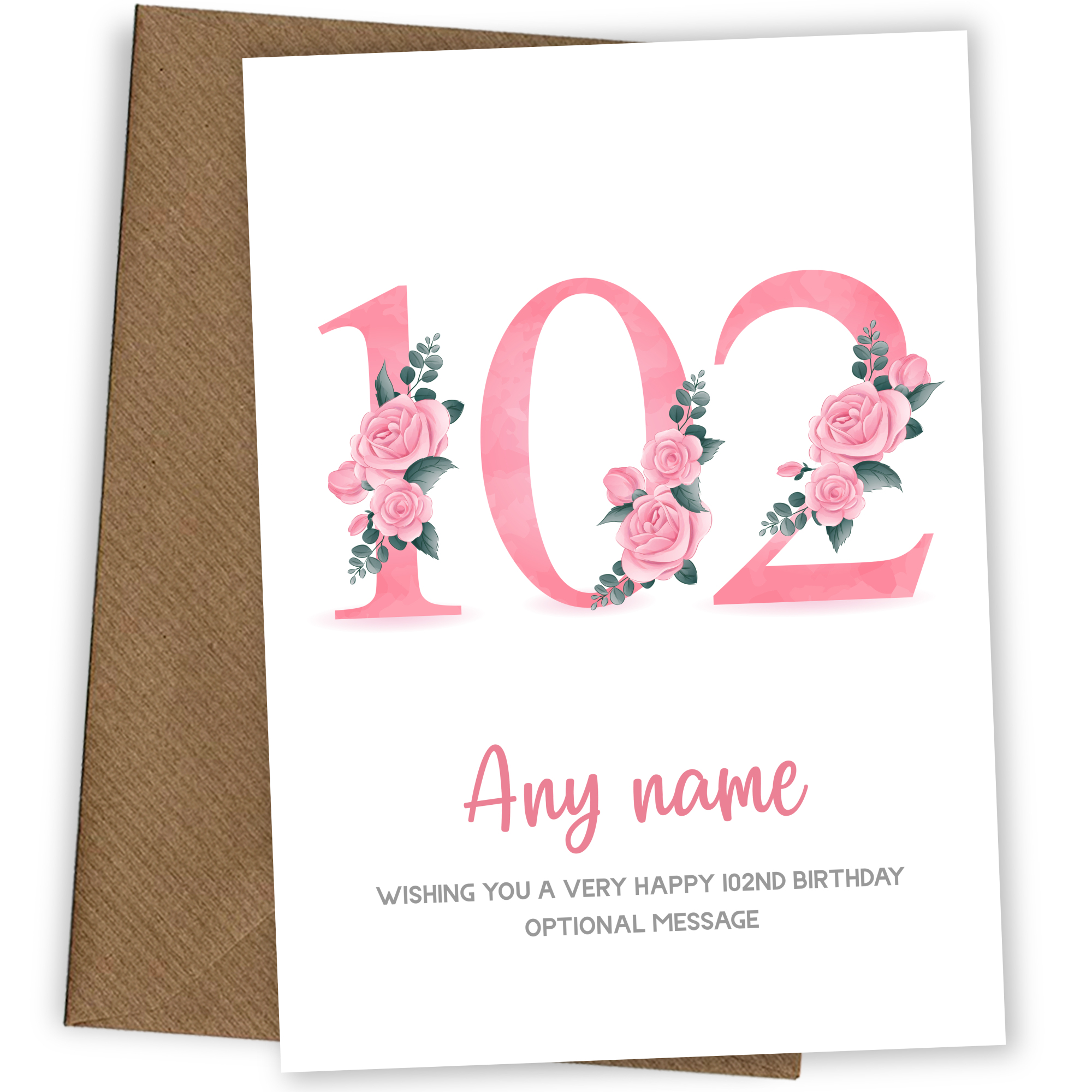 Personalised 102nd Birthday Card for Women - Floral Greeting Cards