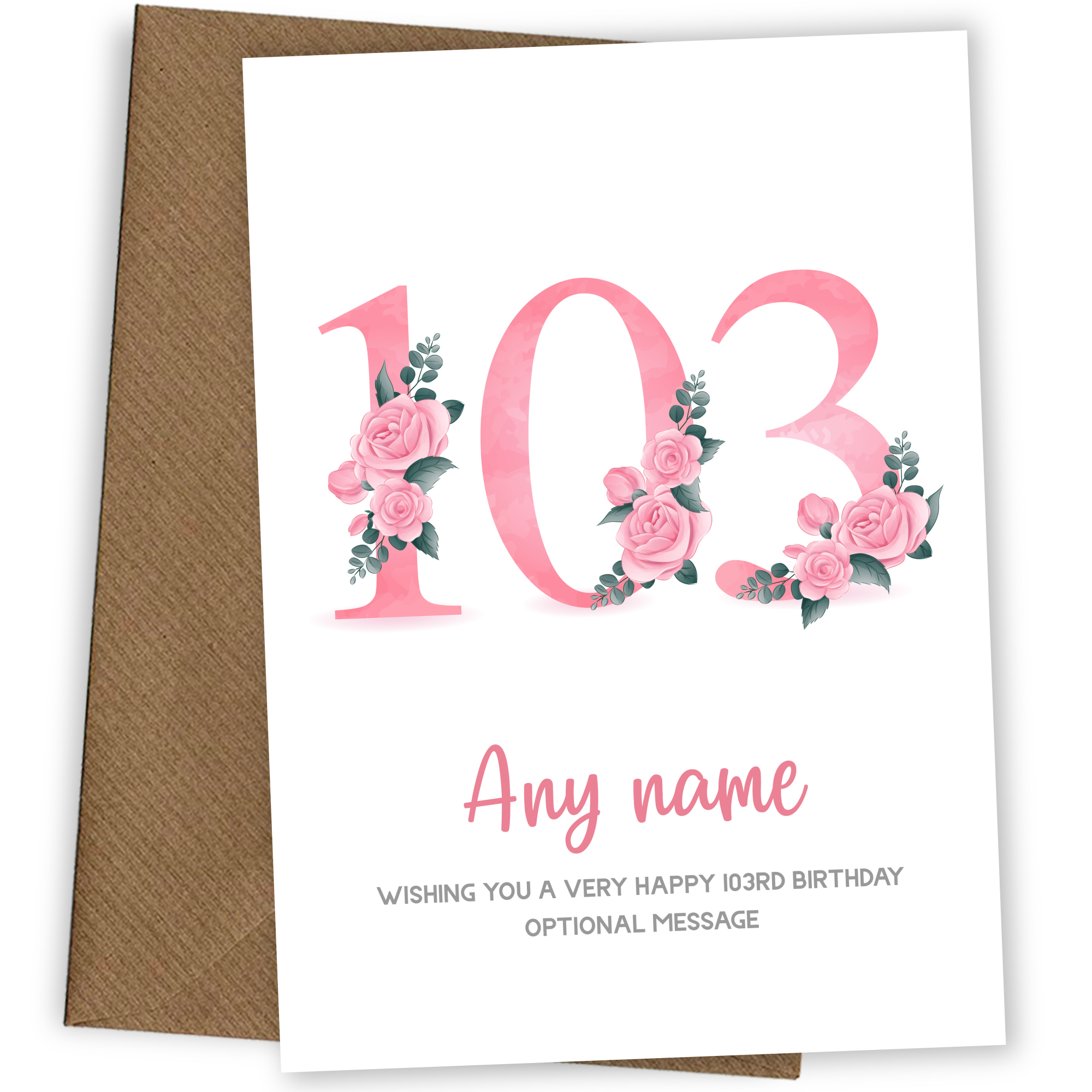 Personalised 103rd Birthday Card for Women - Floral Greeting Cards