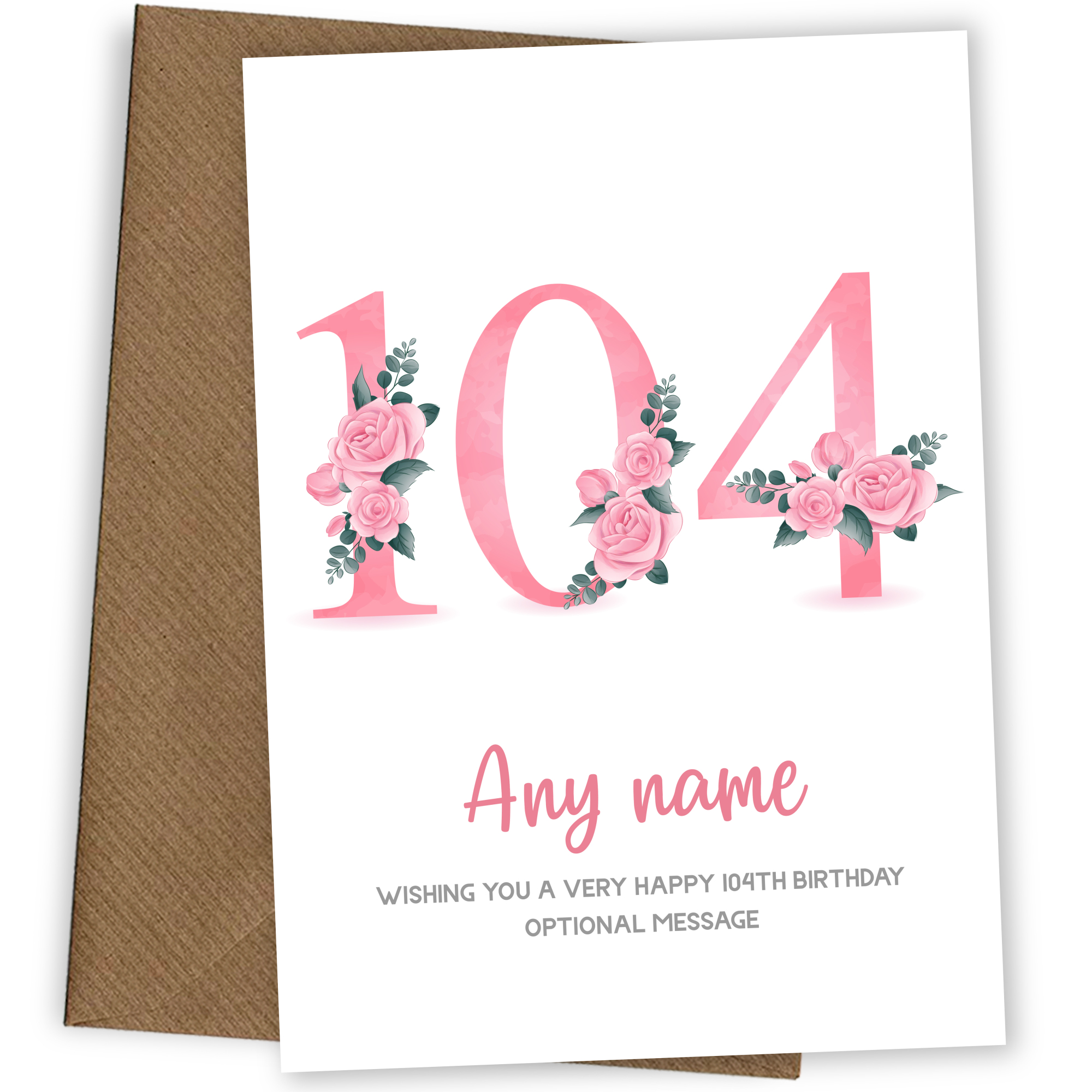 Personalised 104th Birthday Card for Women - Floral Greeting Cards