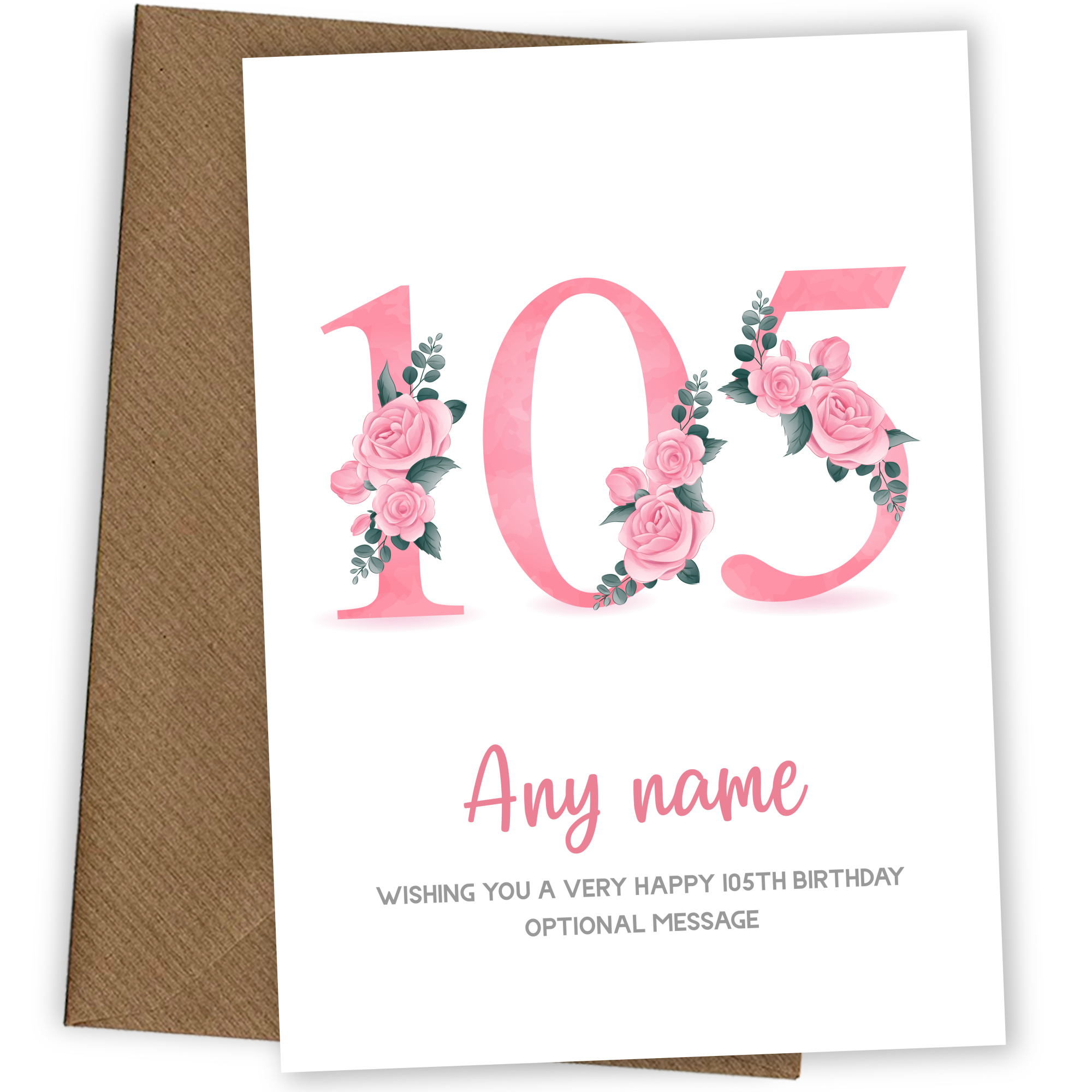 Personalised 105th Birthday Card for Women - Floral Greeting Cards