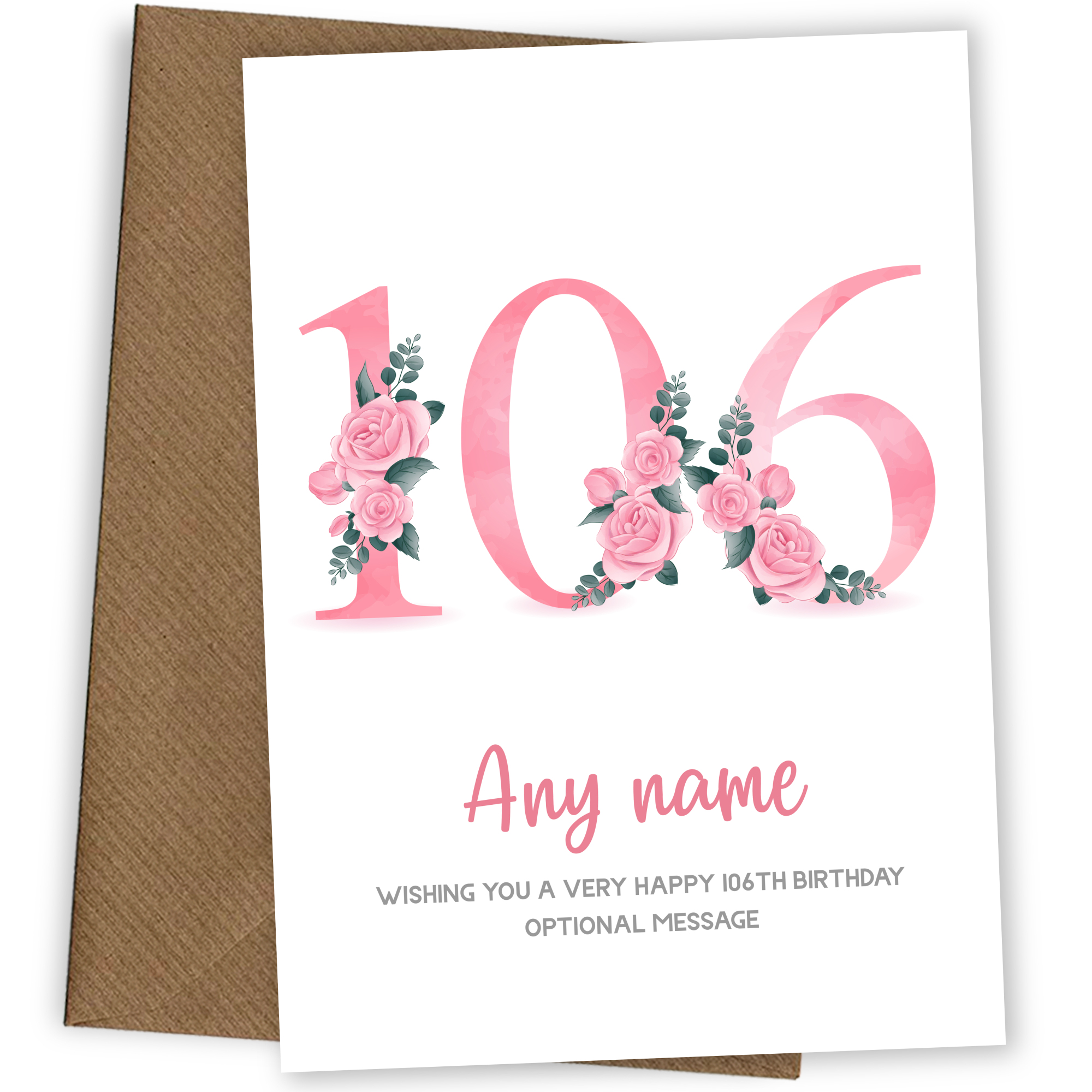 Personalised 106th Birthday Card for Women - Floral Greeting Cards