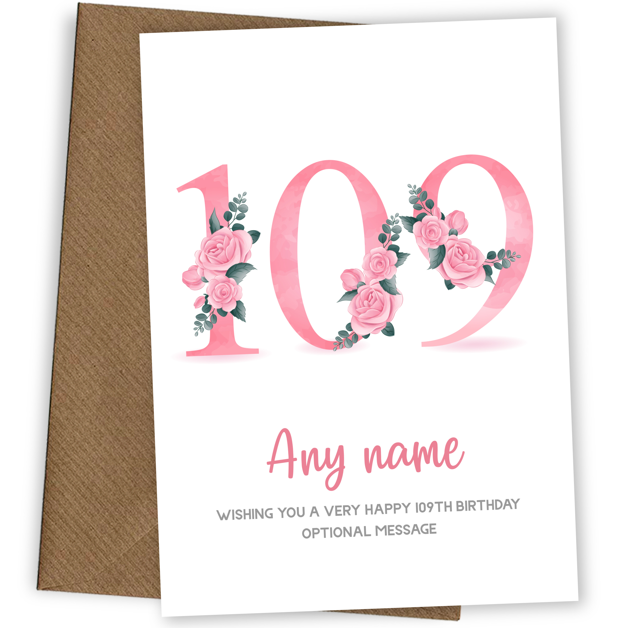 Personalised 109th Birthday Card for Women - Floral Greeting Cards