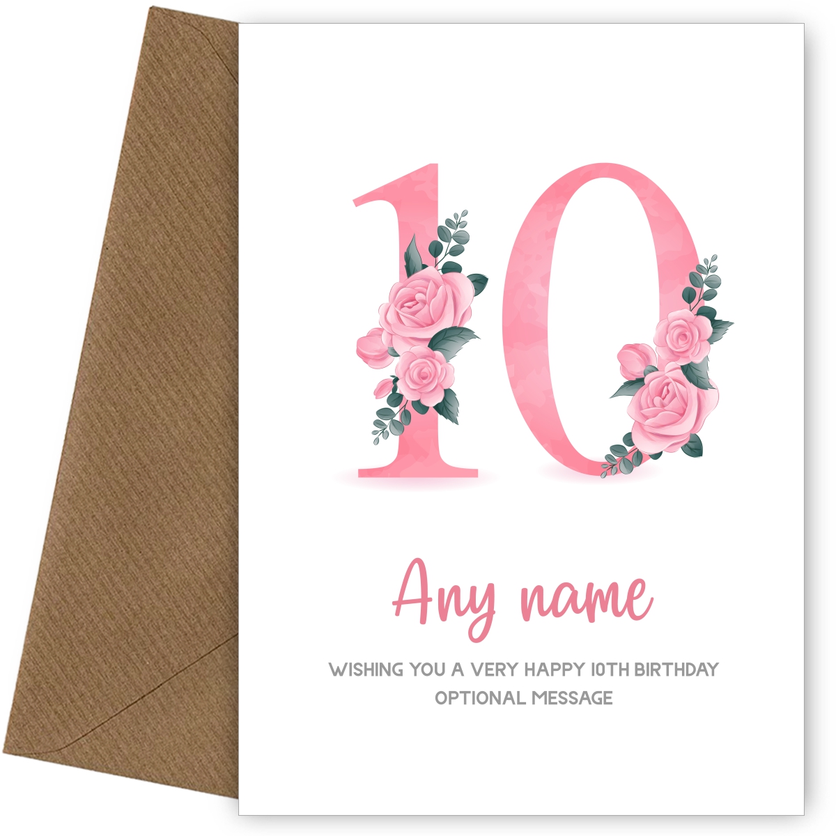 Personalised 10th Birthday Card for Girl - Floral Greeting Cards