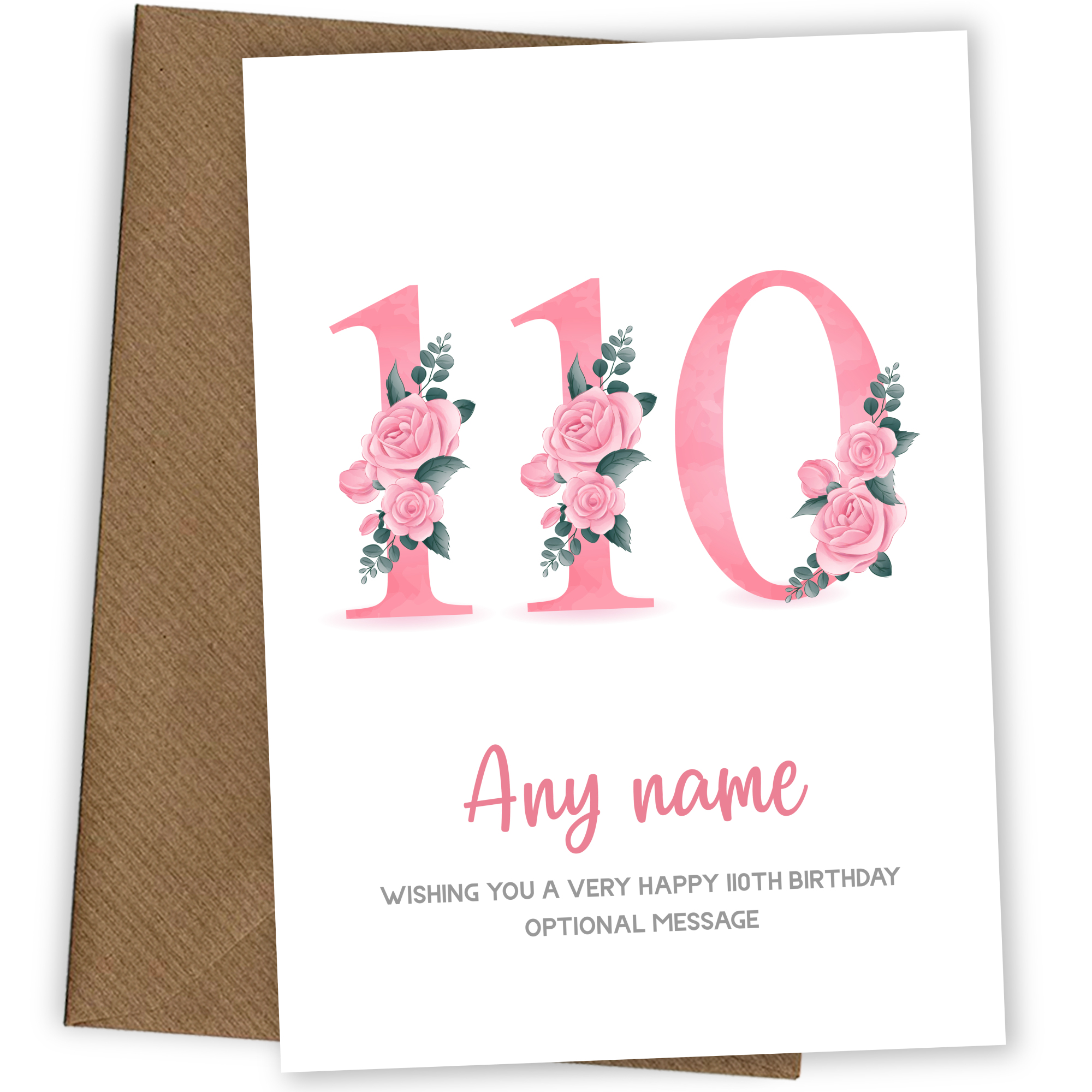 Personalised 110th Birthday Card for Women - Floral Greeting Cards