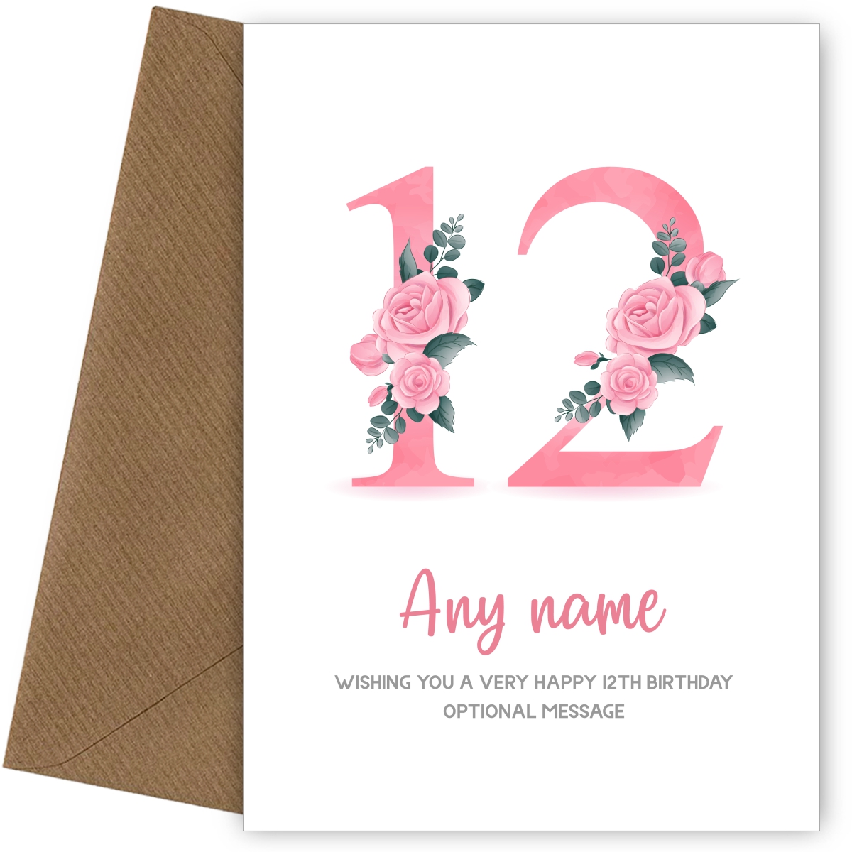 Personalised 12th Birthday Card for Girl - Floral Greeting Cards